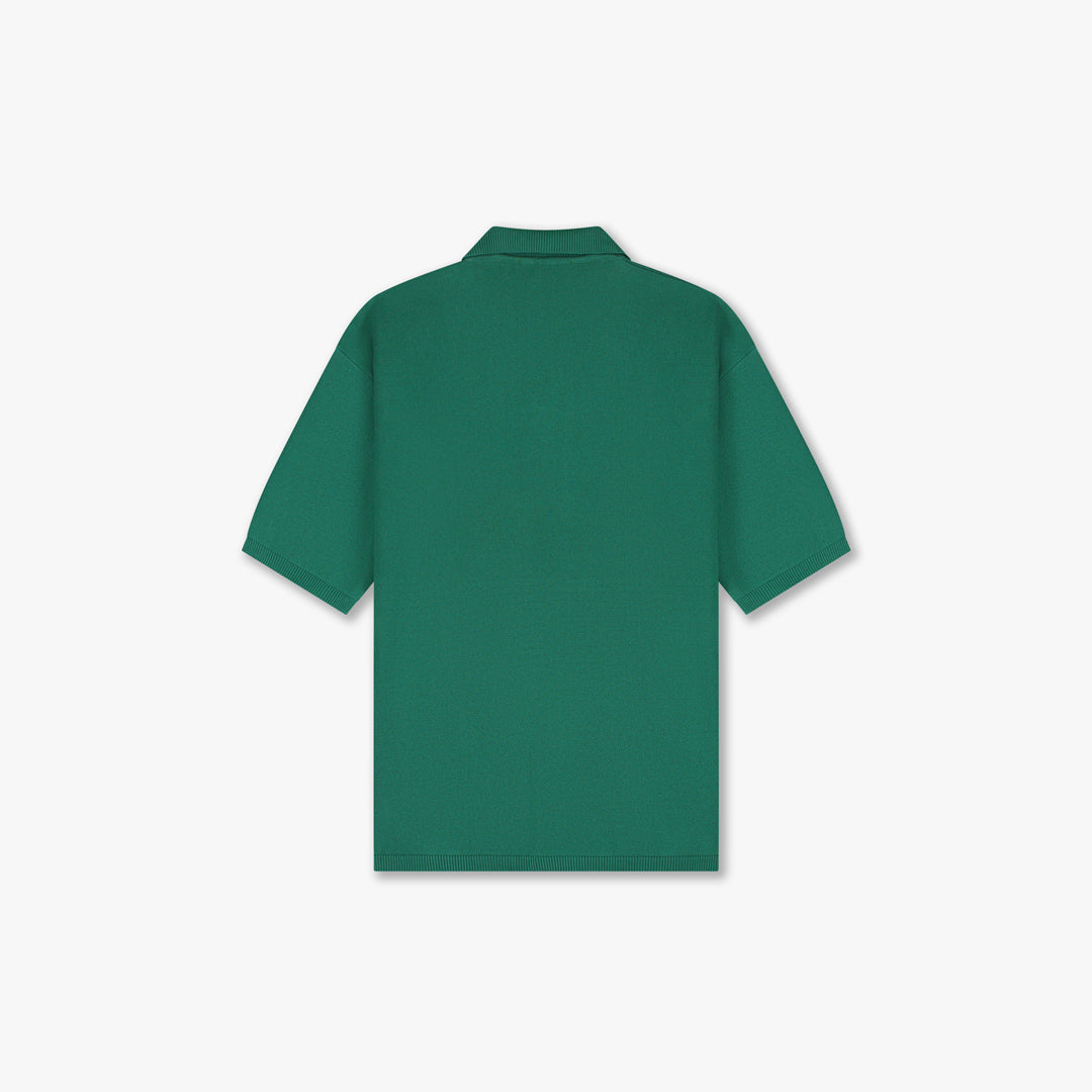 Croyez Nombre Knit Polo- Forest Green