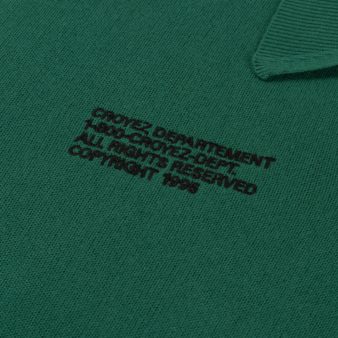 Croyez Nombre Knit Polo- Forest Green