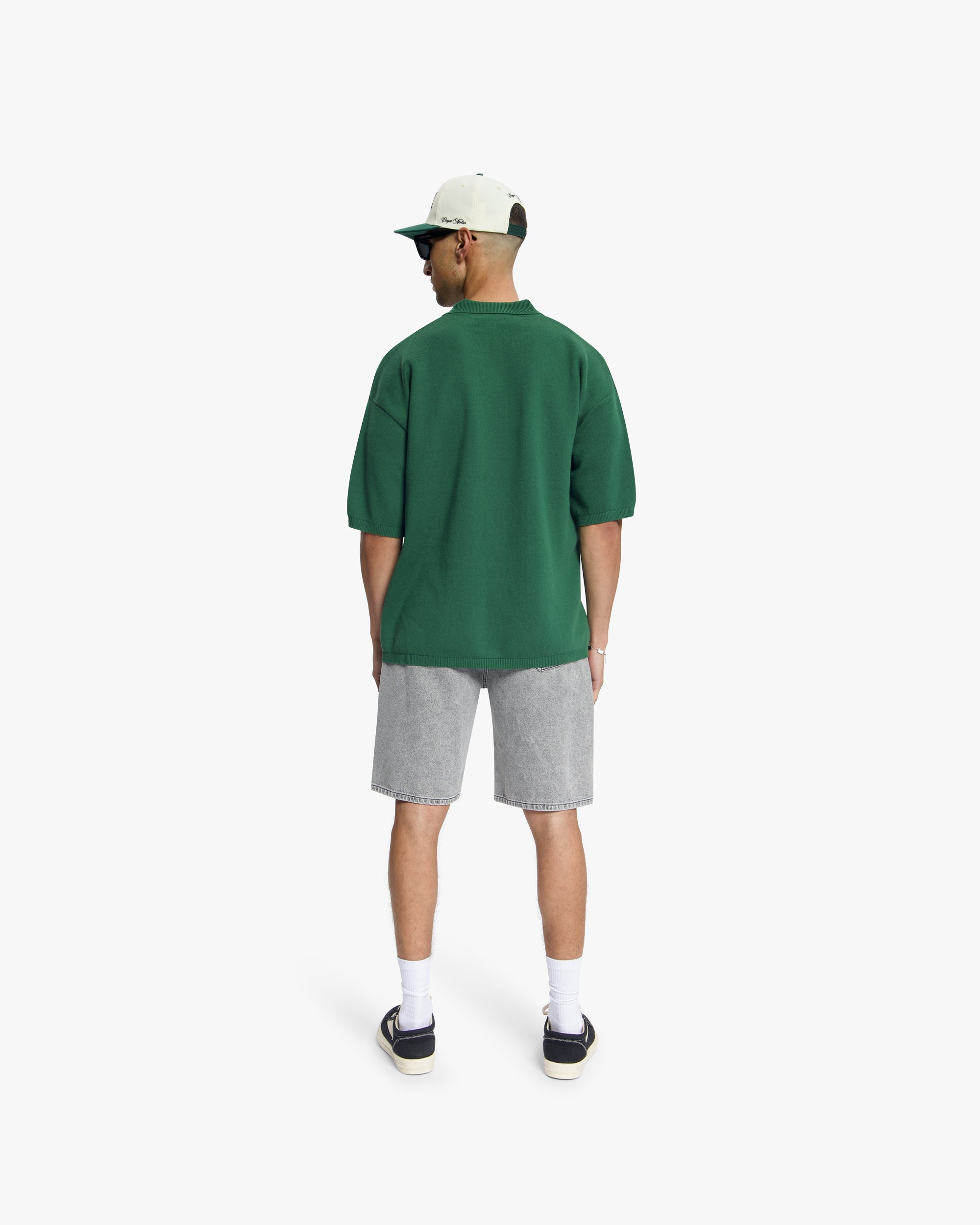Croyez Nombre Knit Polo- Forest Green