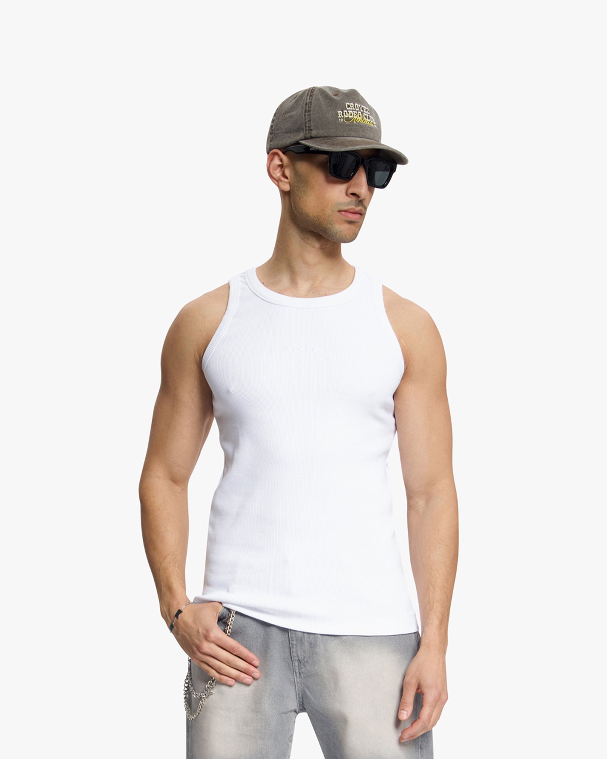 Croyez Ribbed Tank Top- White