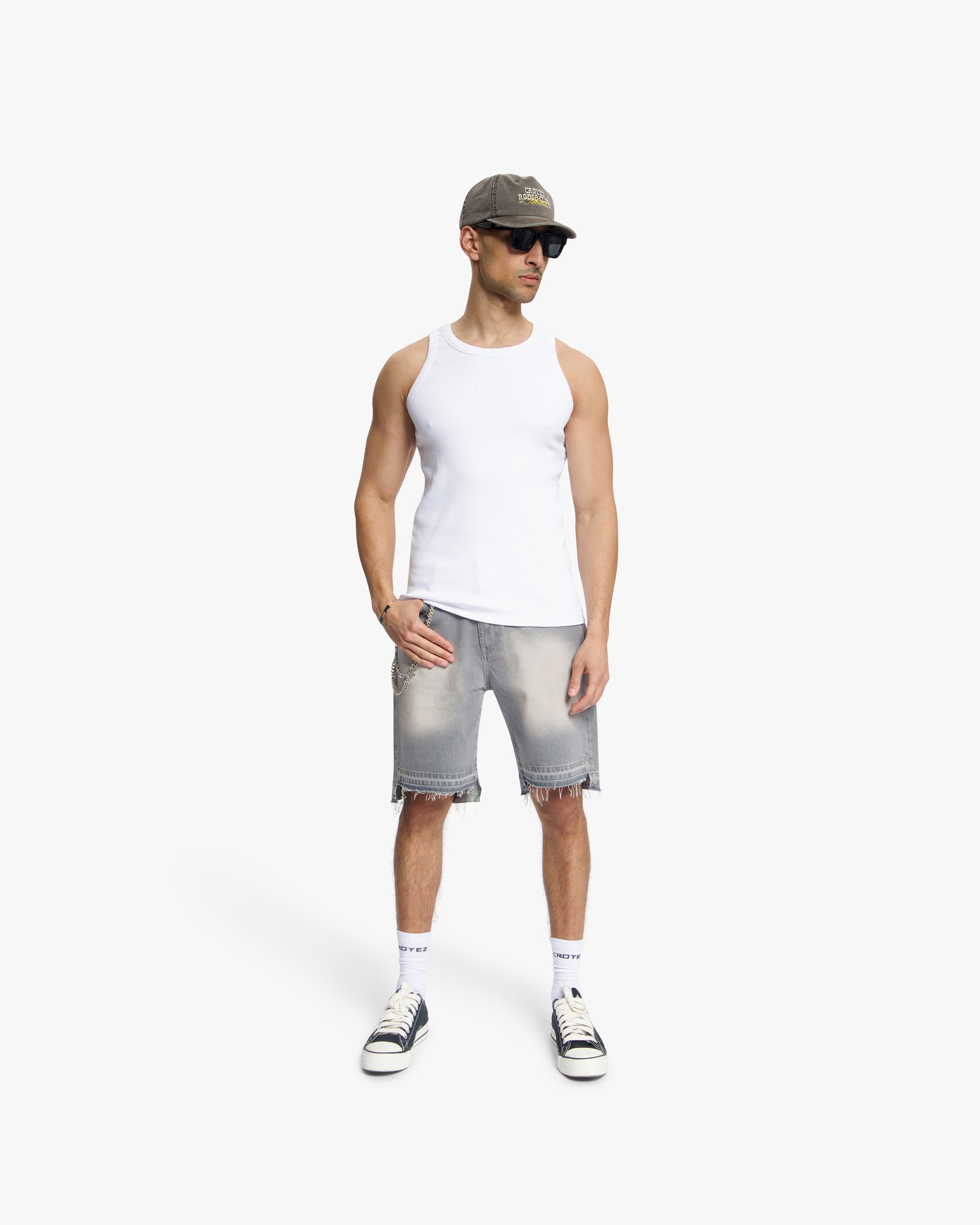 Croyez Ribbed Tank Top- White