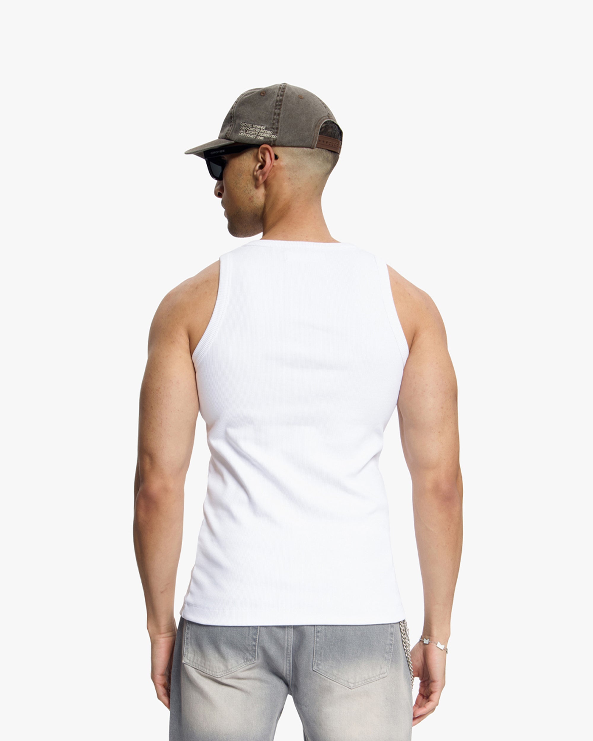 Croyez Ribbed Tank Top- White