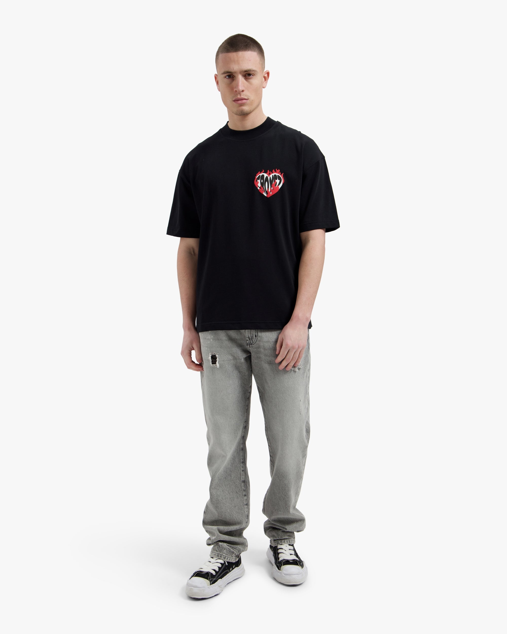 Croyez Heart On Fire T-shirt- Black