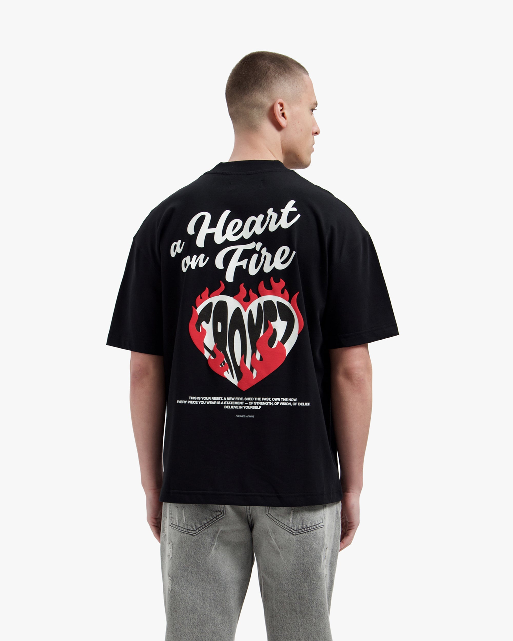 Croyez Heart On Fire T-shirt- Black