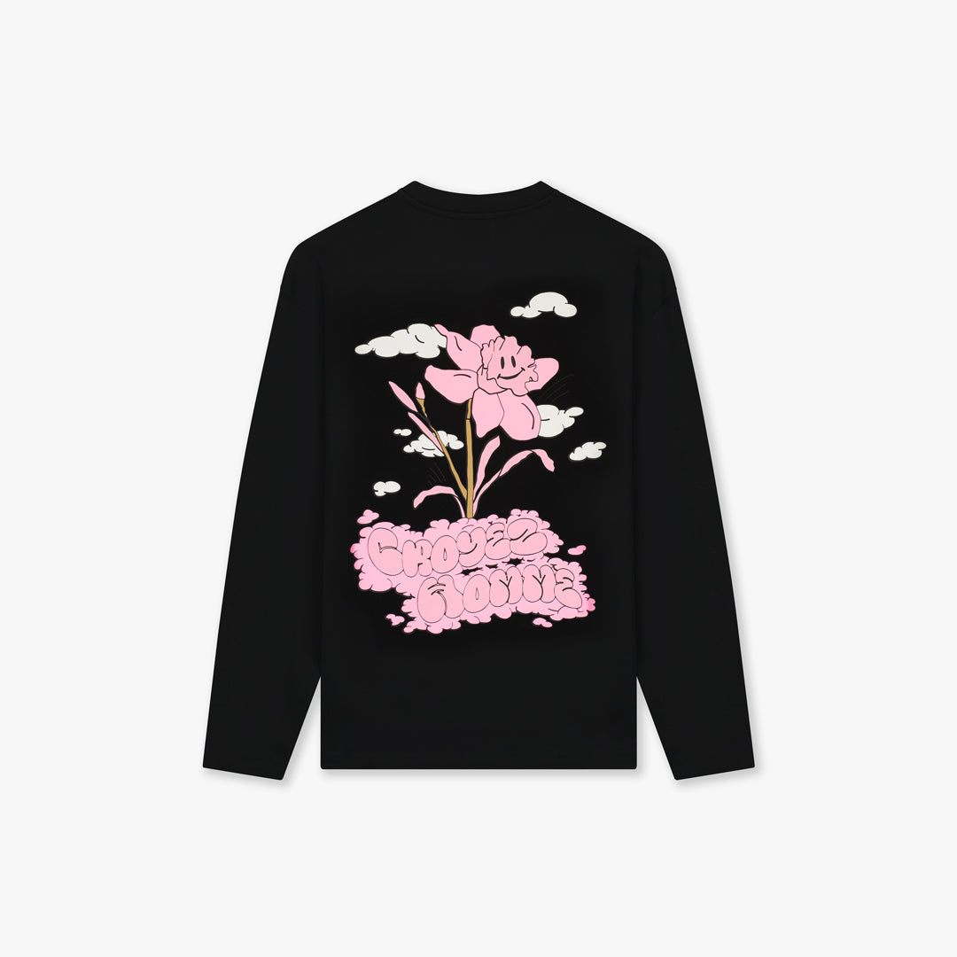 Croyez Fleur Heureuse Longsleeve- Black