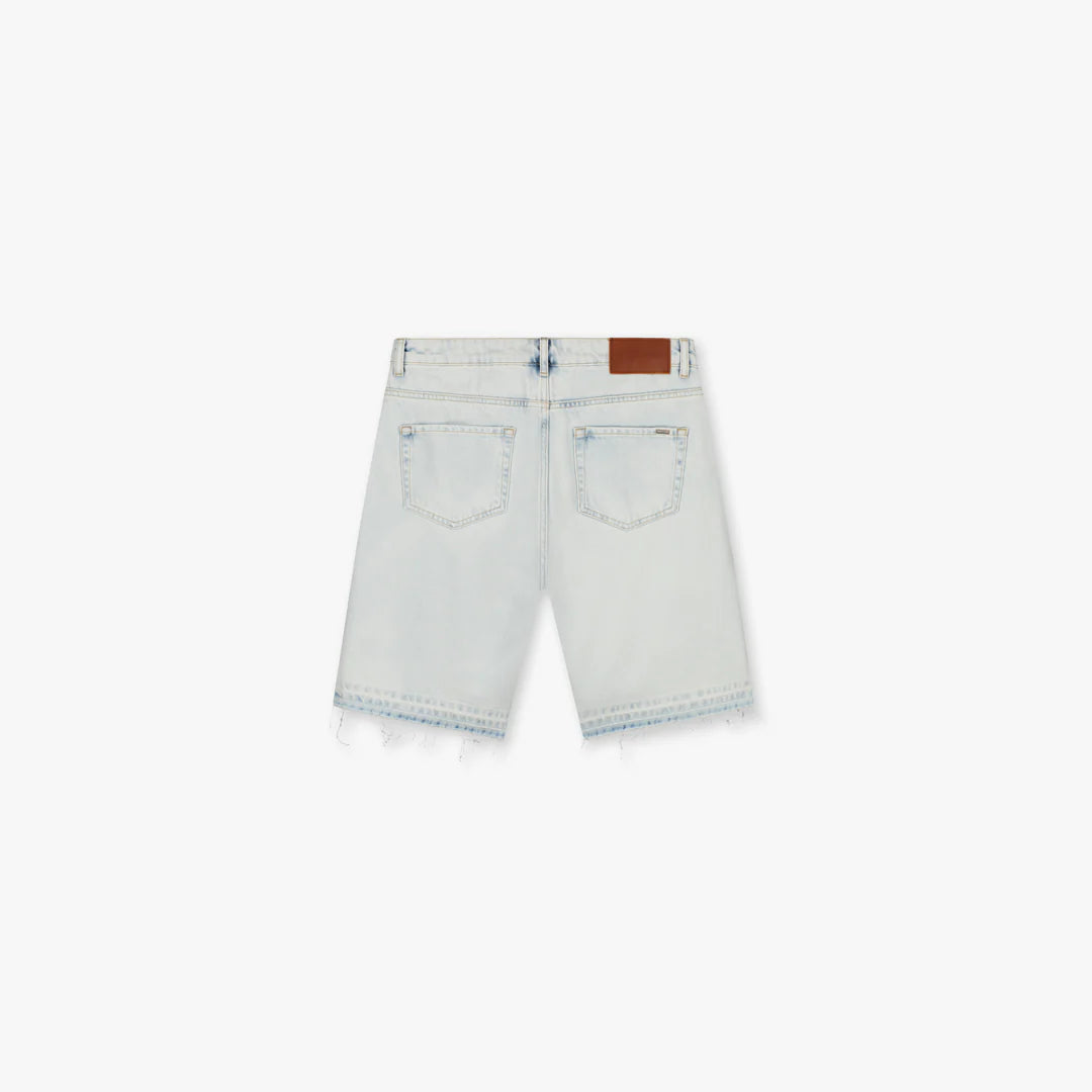Croyez CD2 Stepped Hem Denim Shorts- Light Blue