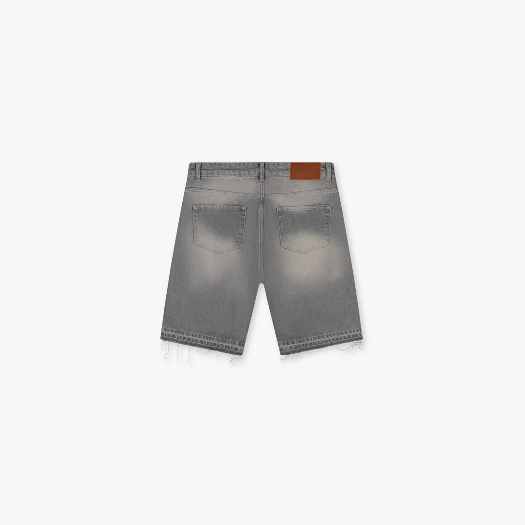 Croyez CD2 Stepped Hem Denim Shorts- Dark Grey