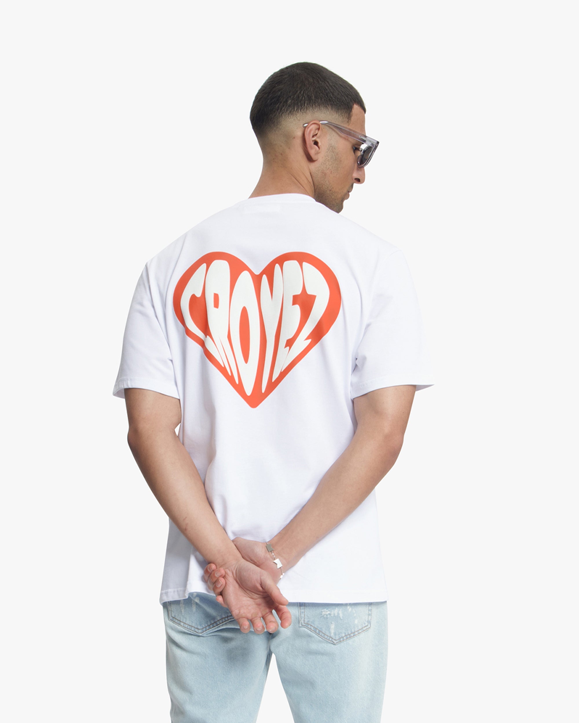 Croyez Puffed Heart T-Shirt- White/Orange