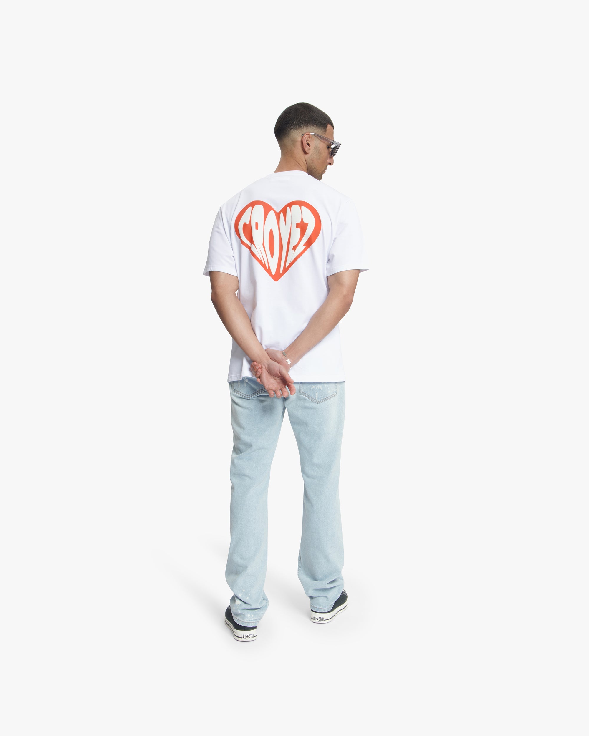Croyez Puffed Heart T-Shirt- White/Orange
