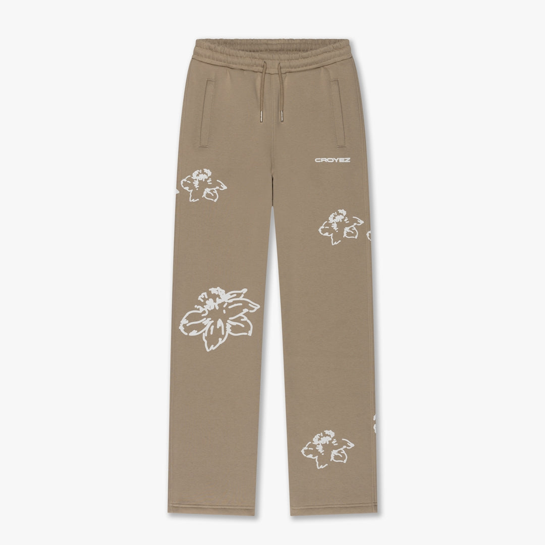 Croyez Women Flower Straight Leg Sweatpants- Sand