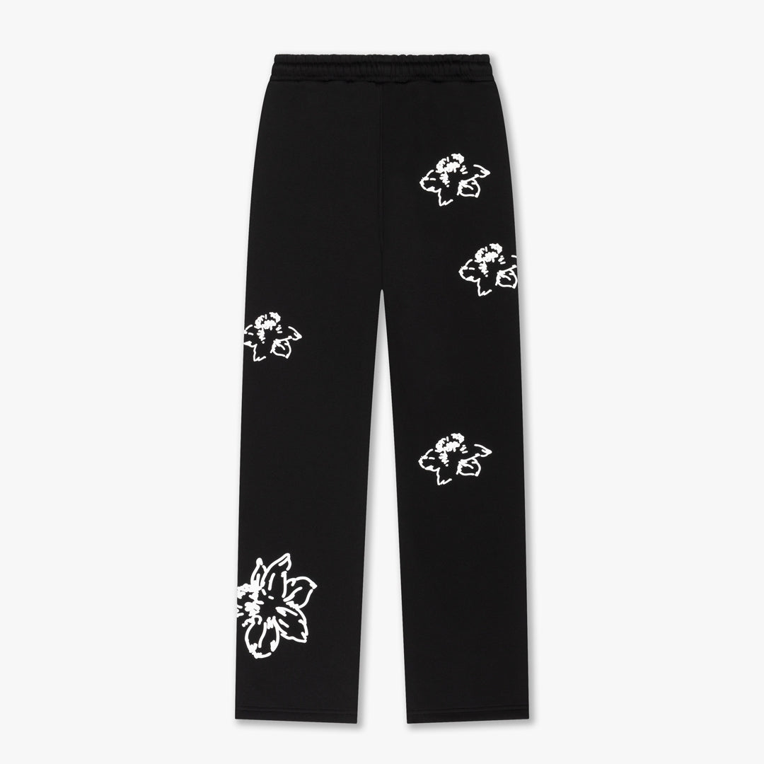 Croyez Women Flower Straight Leg Sweatpants- Black