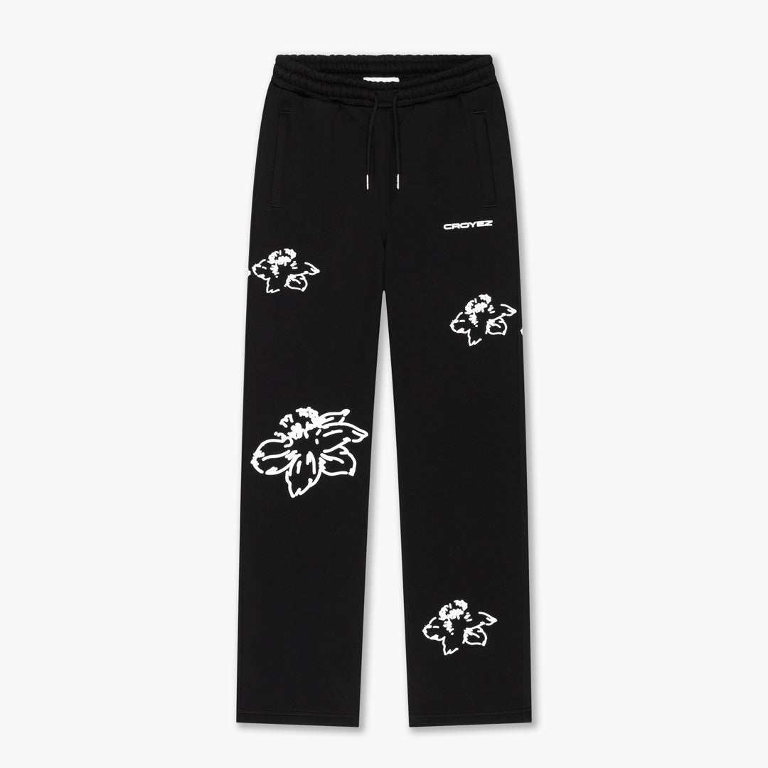 Croyez Women Flower Straight Leg Sweatpants- Black