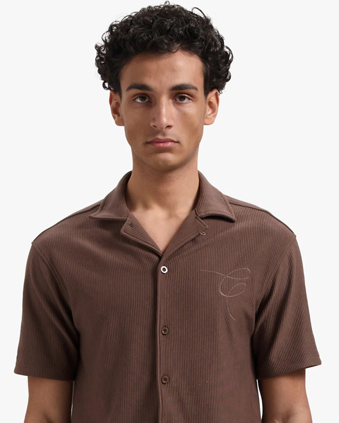 Croyez Ribbed Shirt- Brown