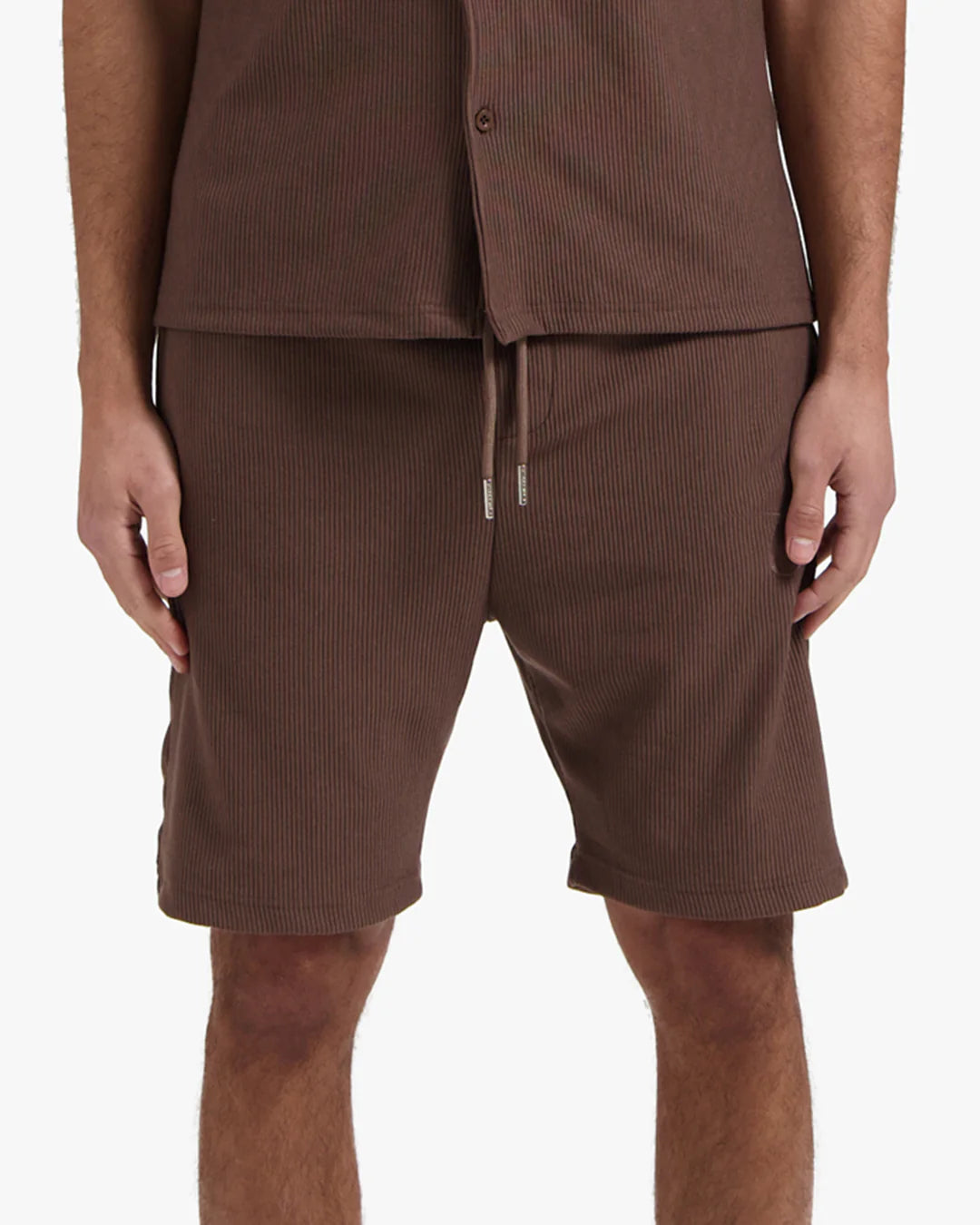 Croyez Ribbed Shorts- Brown