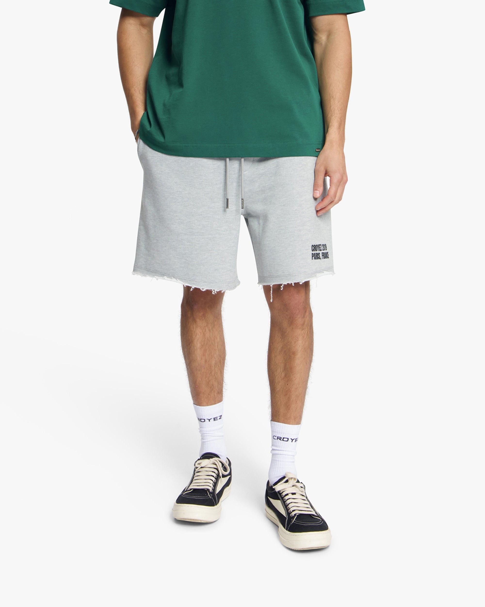 Croyez Relaxed Paris Shorts- Grey Melange