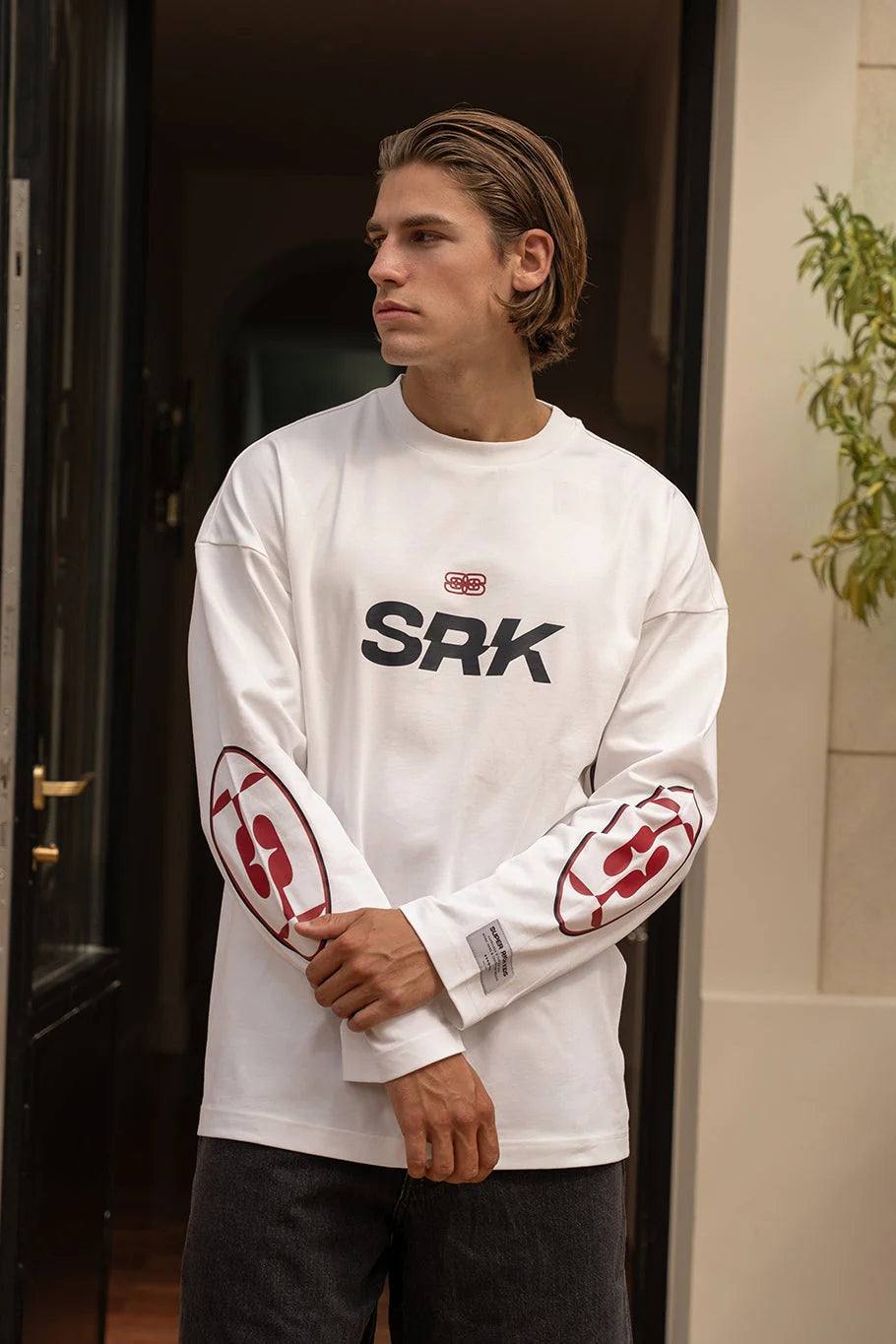Super Rich Kids Starlight Longsleeve Tee - Off White/Burgundy