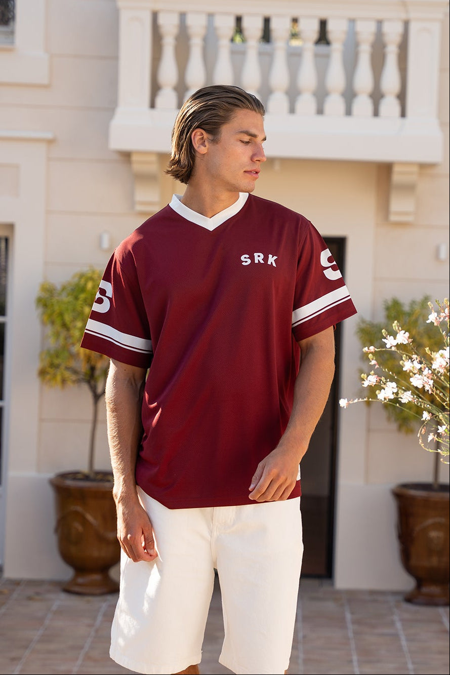 Super Rich Kids Jersey Mesh T-Shirt SRK - Burgundy