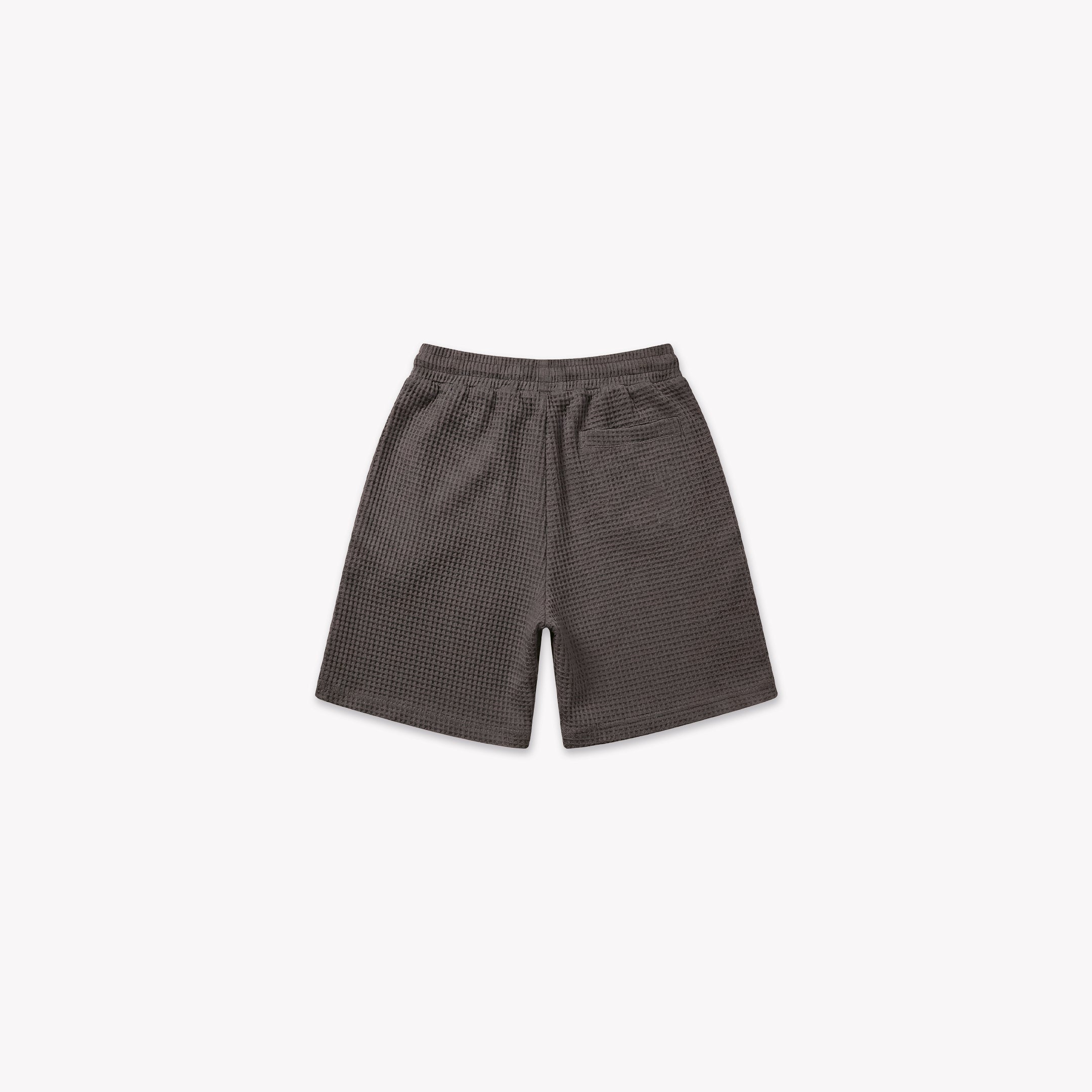 Croyez Initial Waffle Shorts- Washed Brown