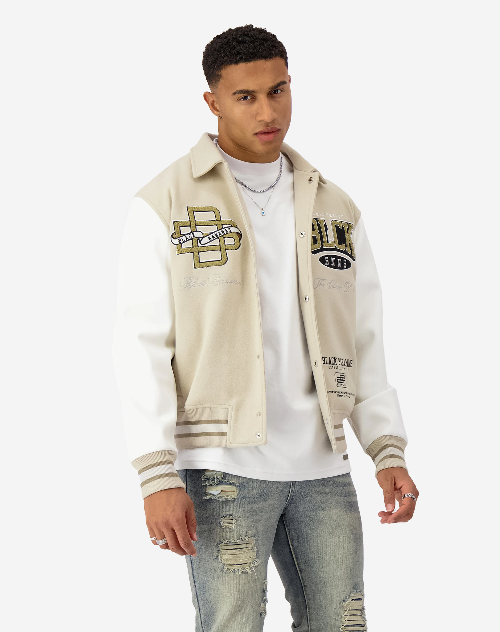 Black Bananas Mono Varsity Jacket Zand