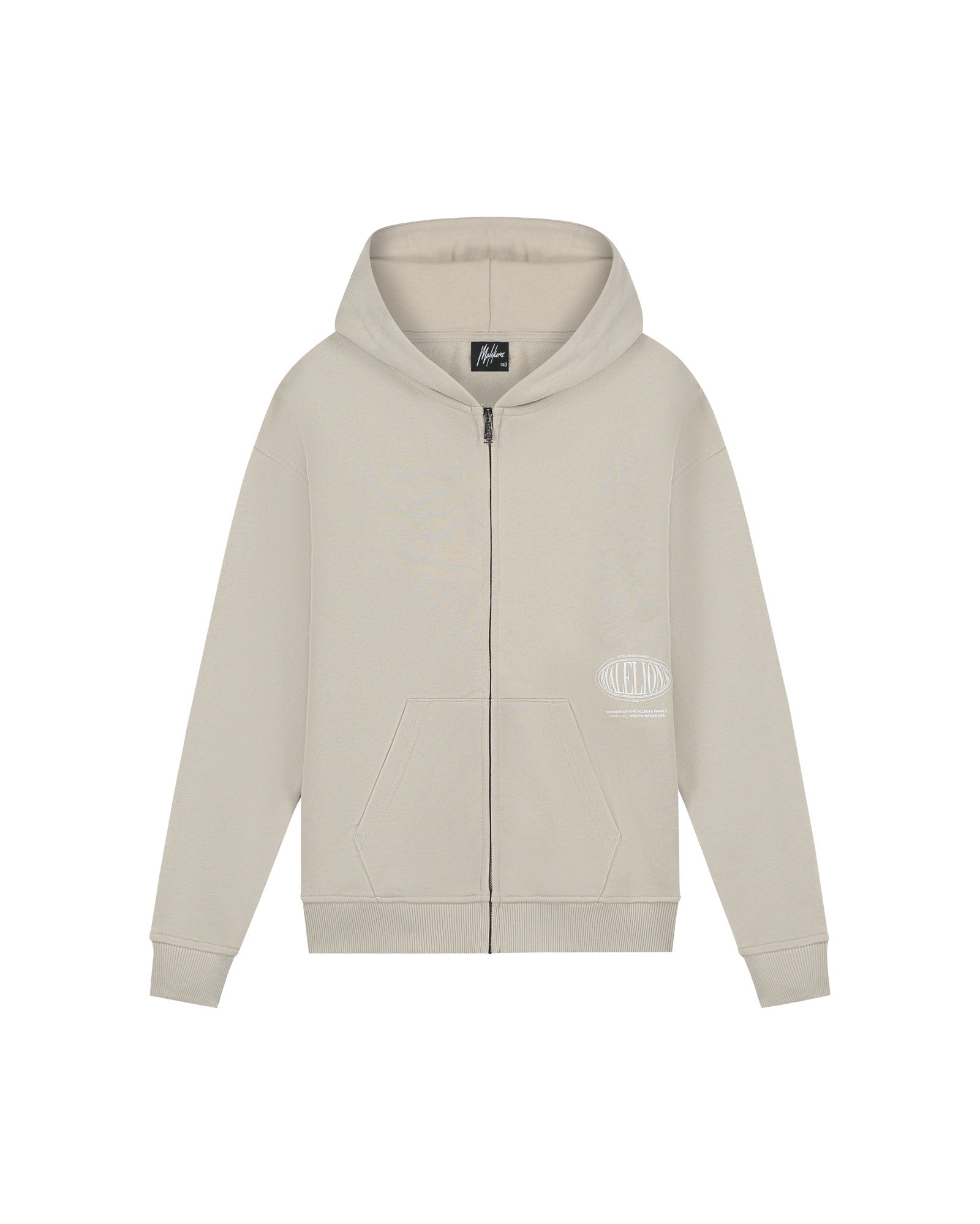 Malelions Junior Relaxed Lifestyle Zip Hoodie -Cream/Off-White