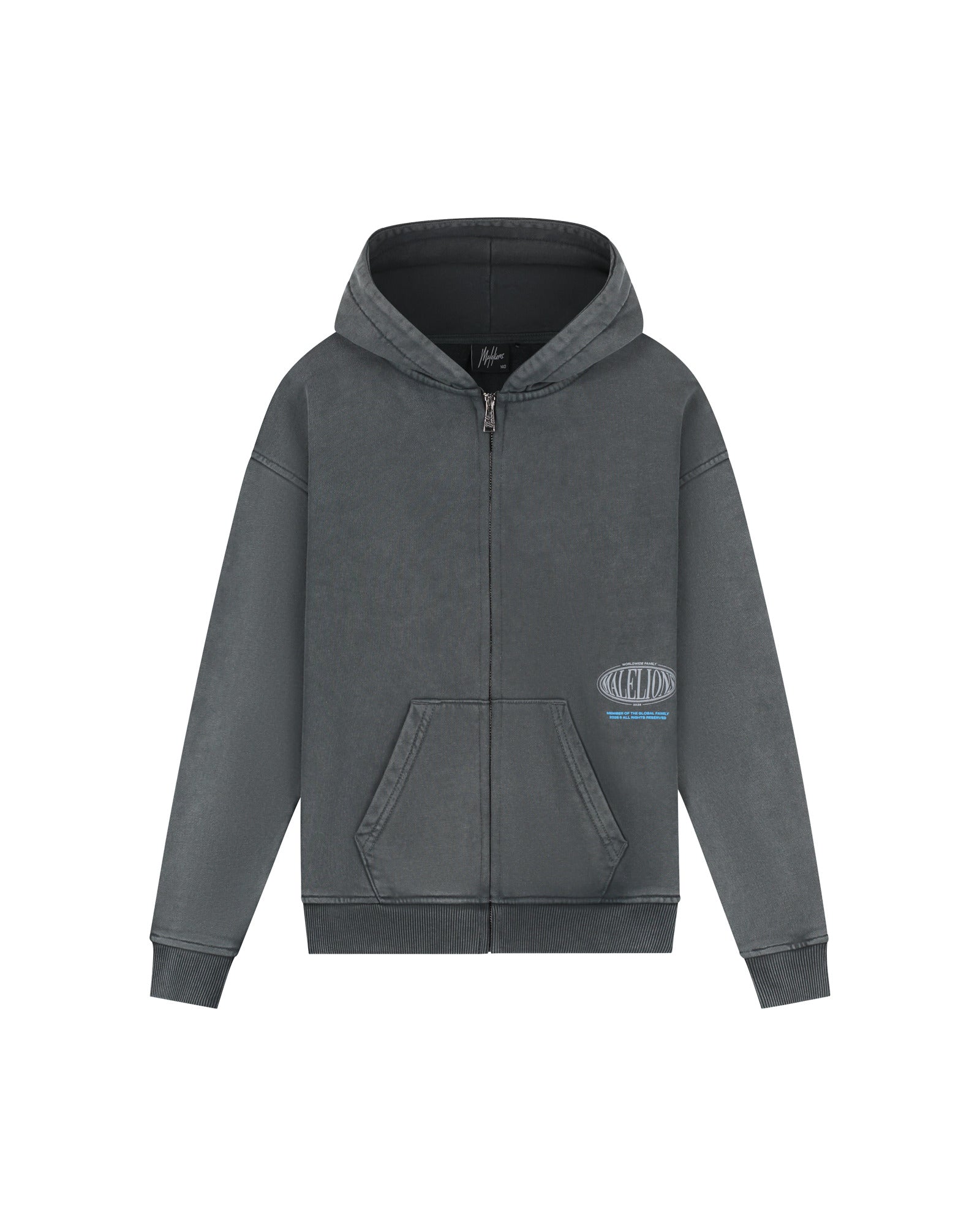 Malelions Junior Relaxed Lifestyle Zip Hoodie -Acid Wash