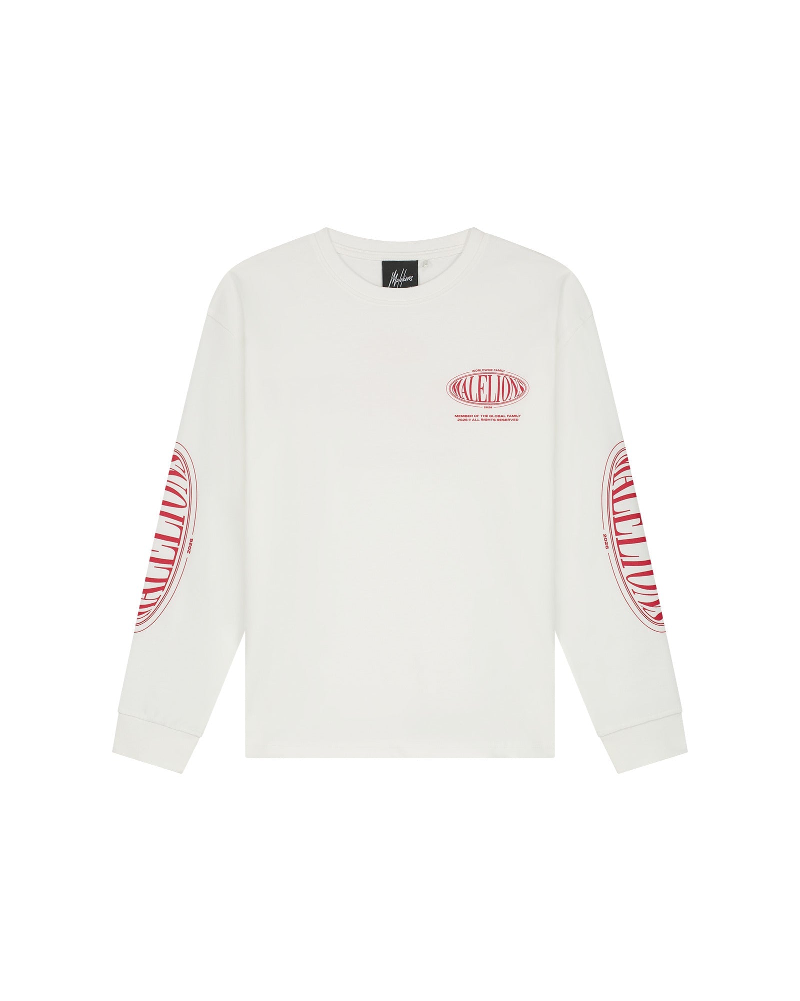 Malelions Junior Relaxed Lifestyle Longsleeve - Off-White/Red