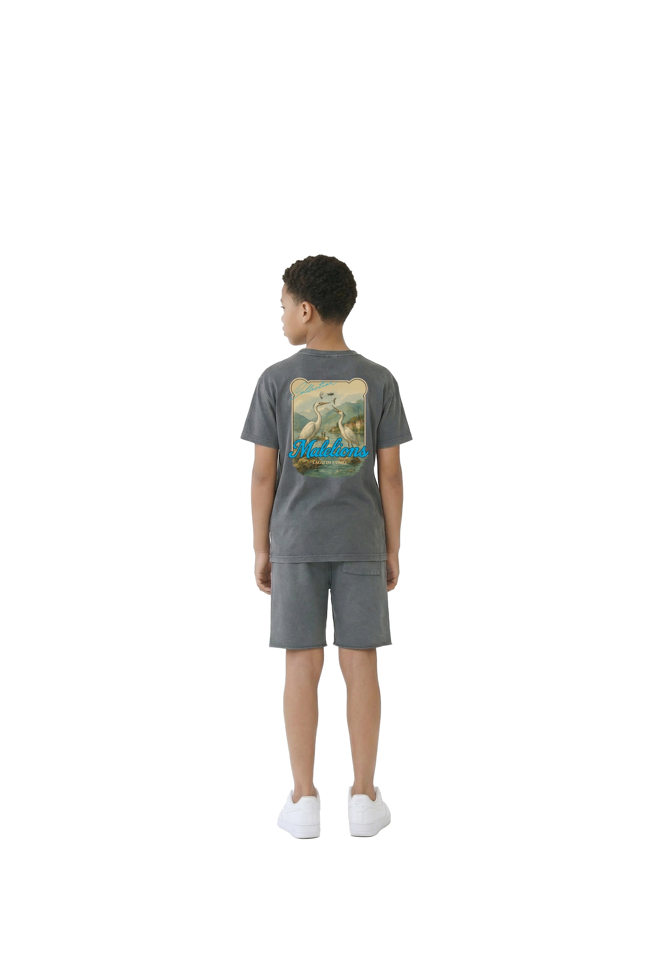 Malelions Junior Relaxed White Heron T-Shirt - Acid Wash