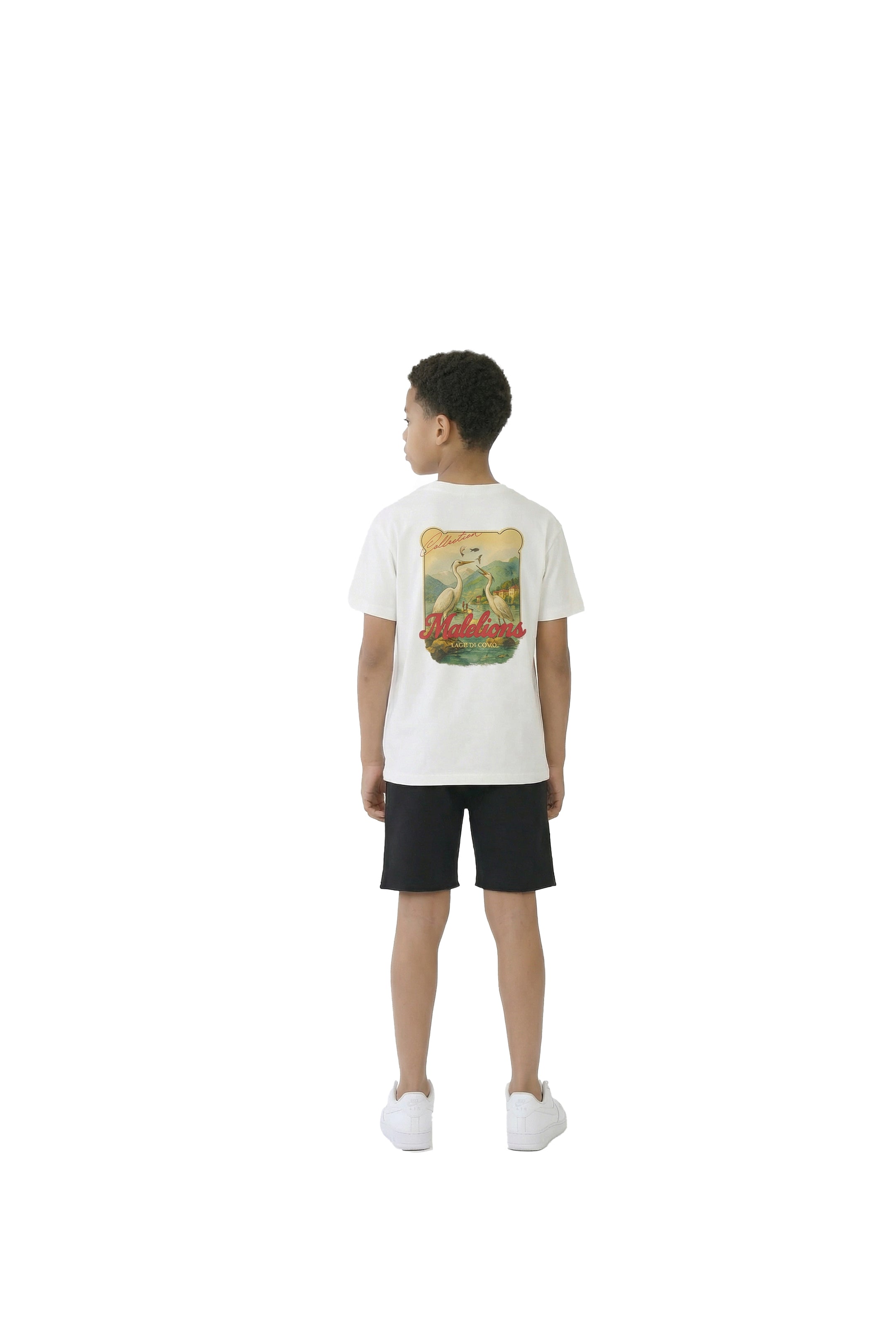 Malelions Junior Relaxed White Heron T-Shirt - Off-White/Red