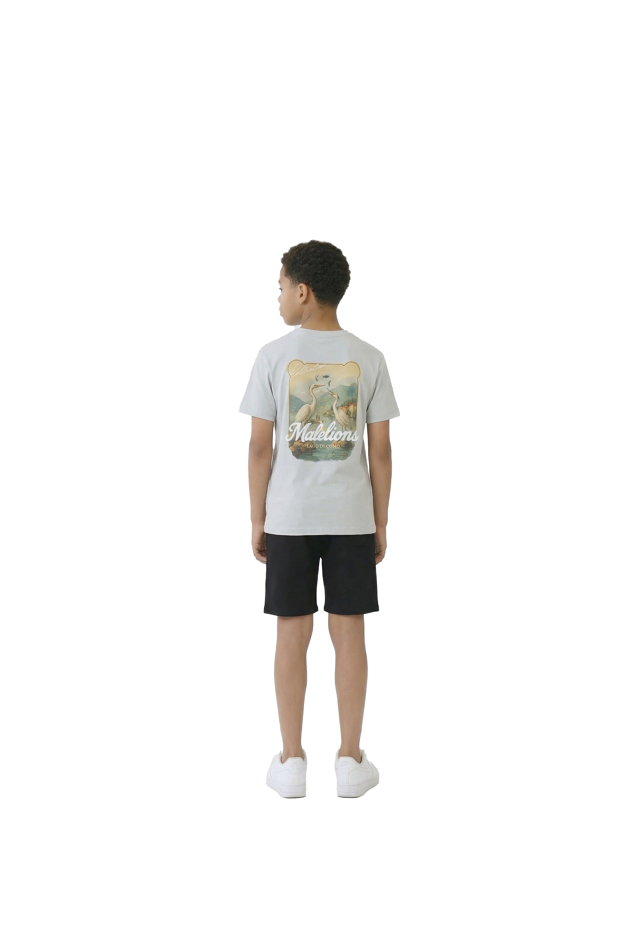 Malelions Junior Relaxed White Heron T-Shirt - Ocean Grey