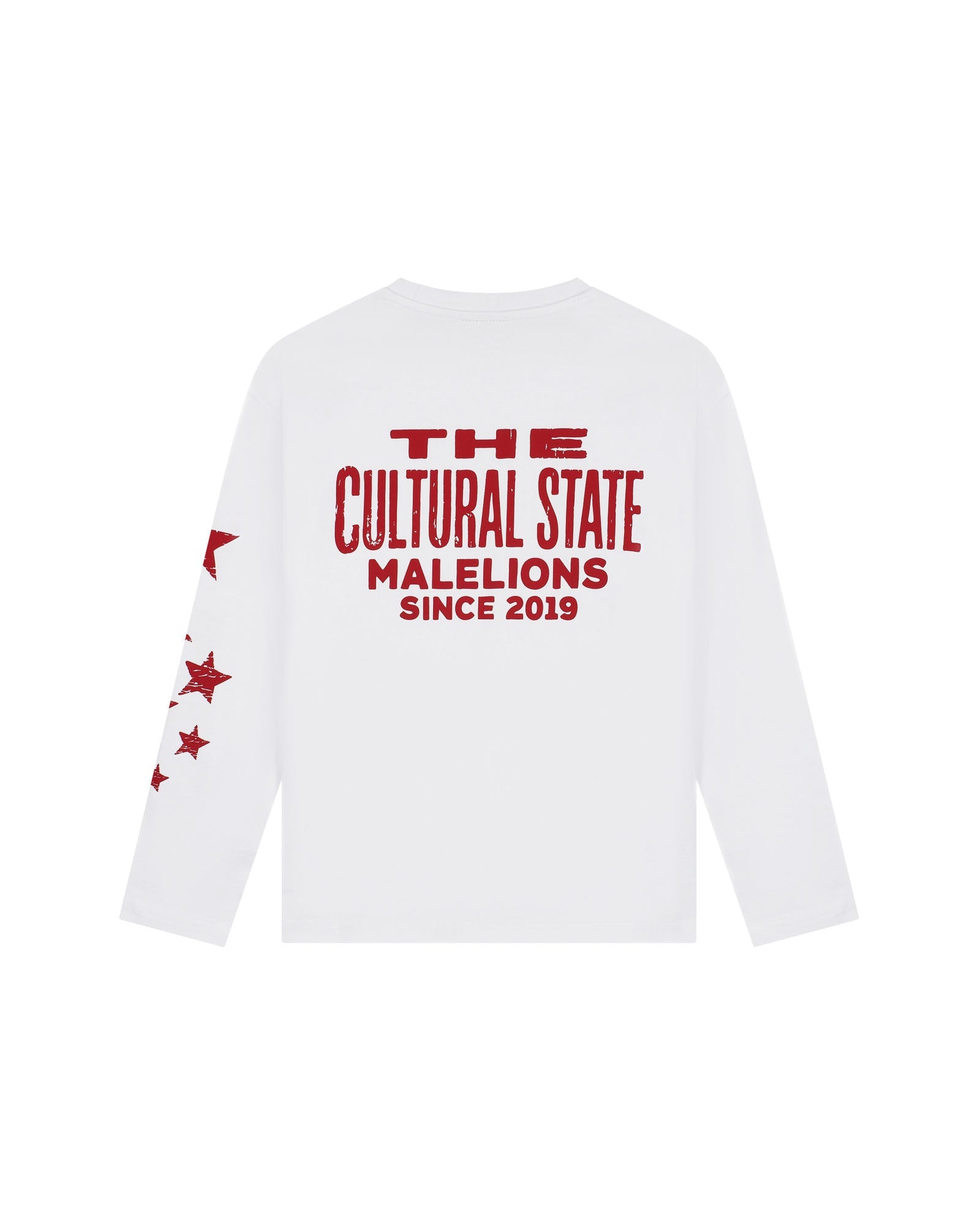 Malelions Junior Relaxed Star Longsleeve T-Shirt - White/Red