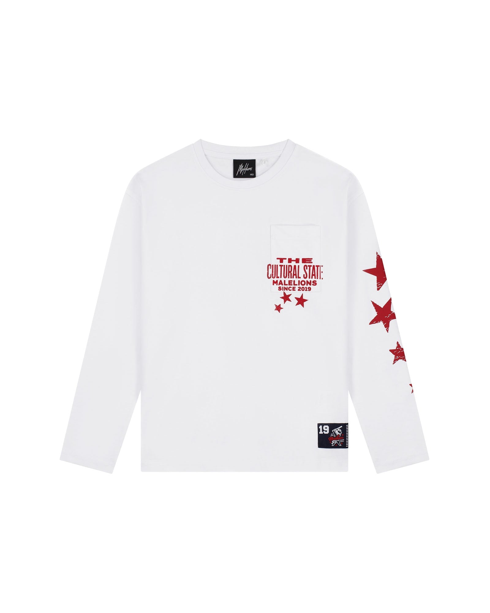 Malelions Junior Relaxed Star Longsleeve T-Shirt - White/Red