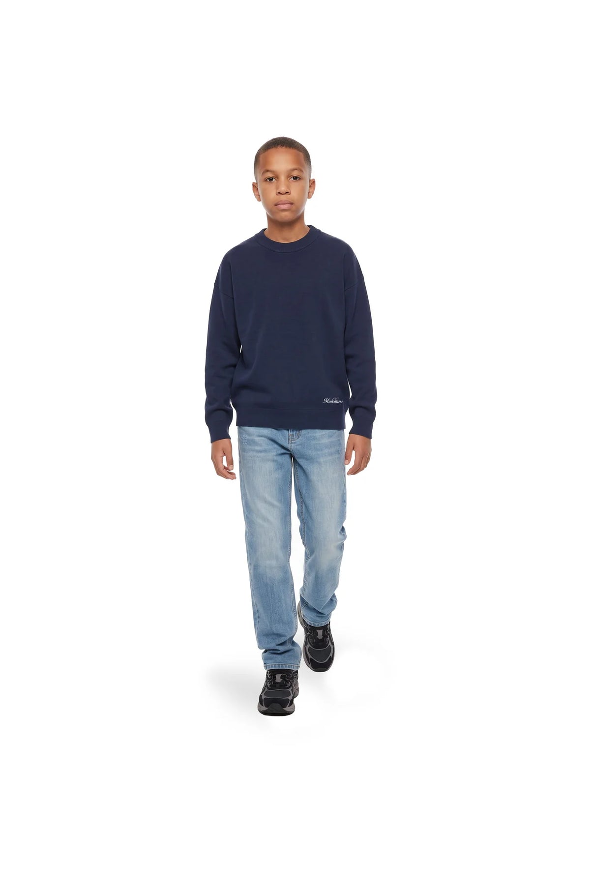Malelions Junior Knitted Script Sweater - Navy