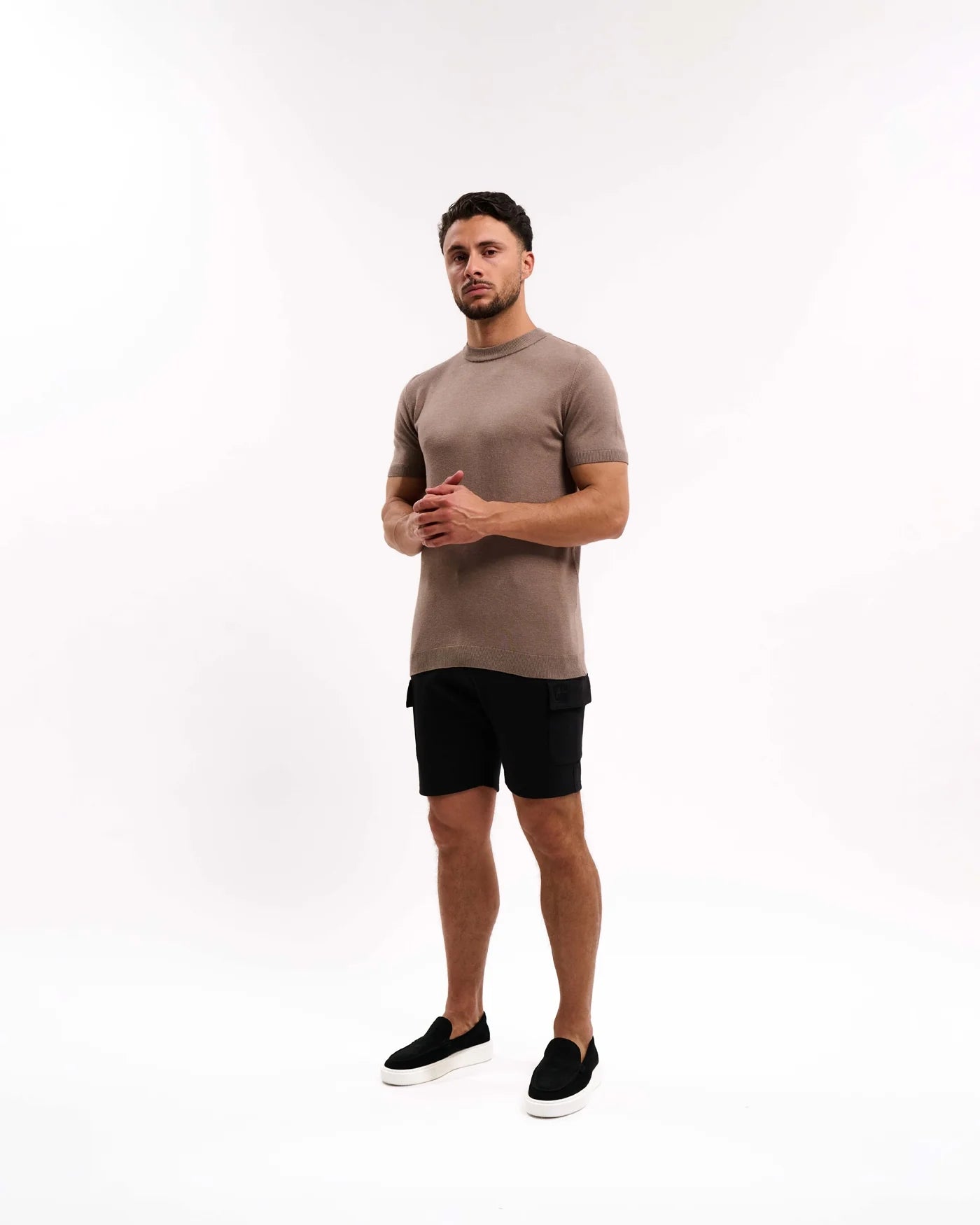 Malelions Knitted T-Shirt- Taupe