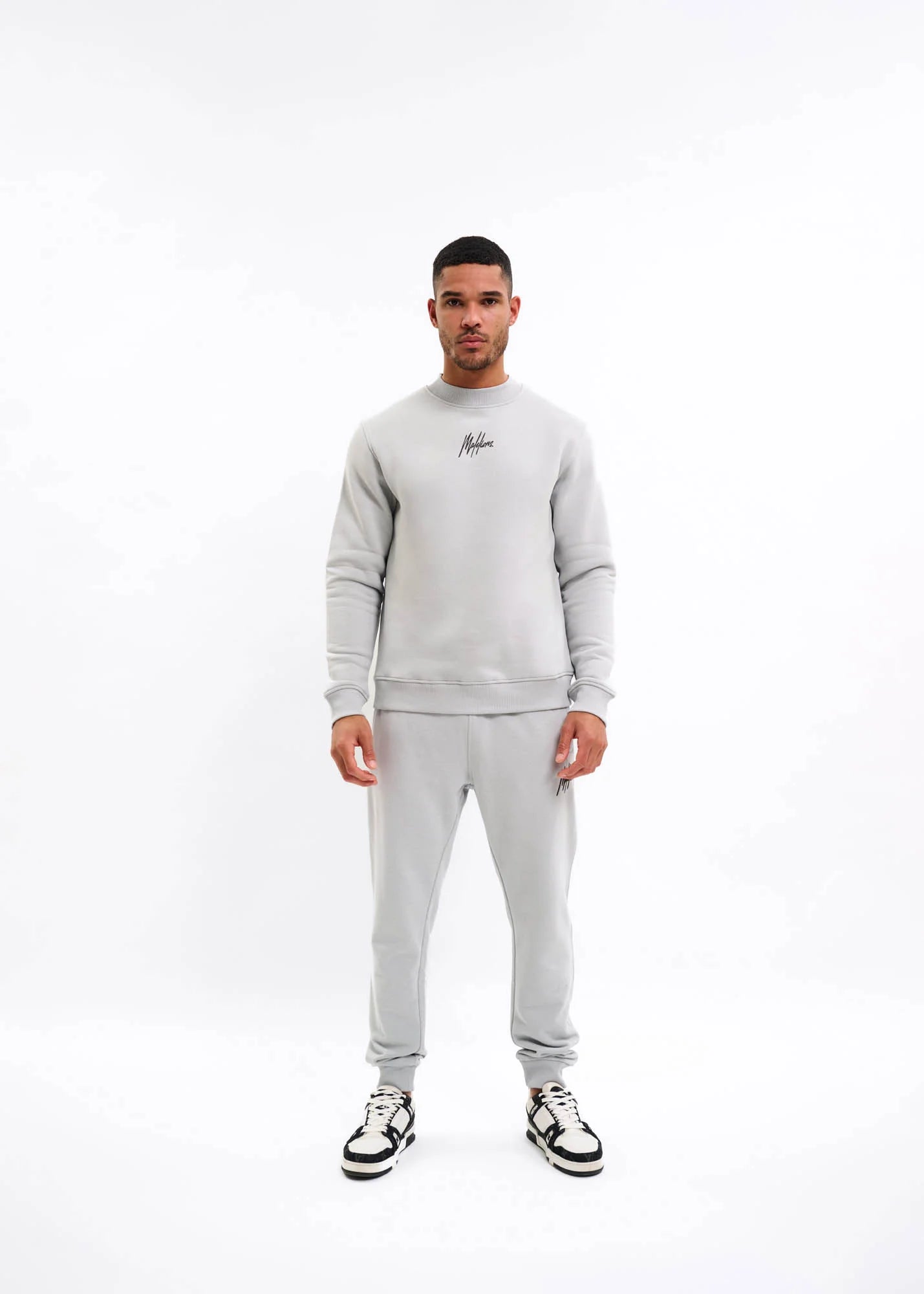 Malelions Striped Signature Sweater - Ocean Grey