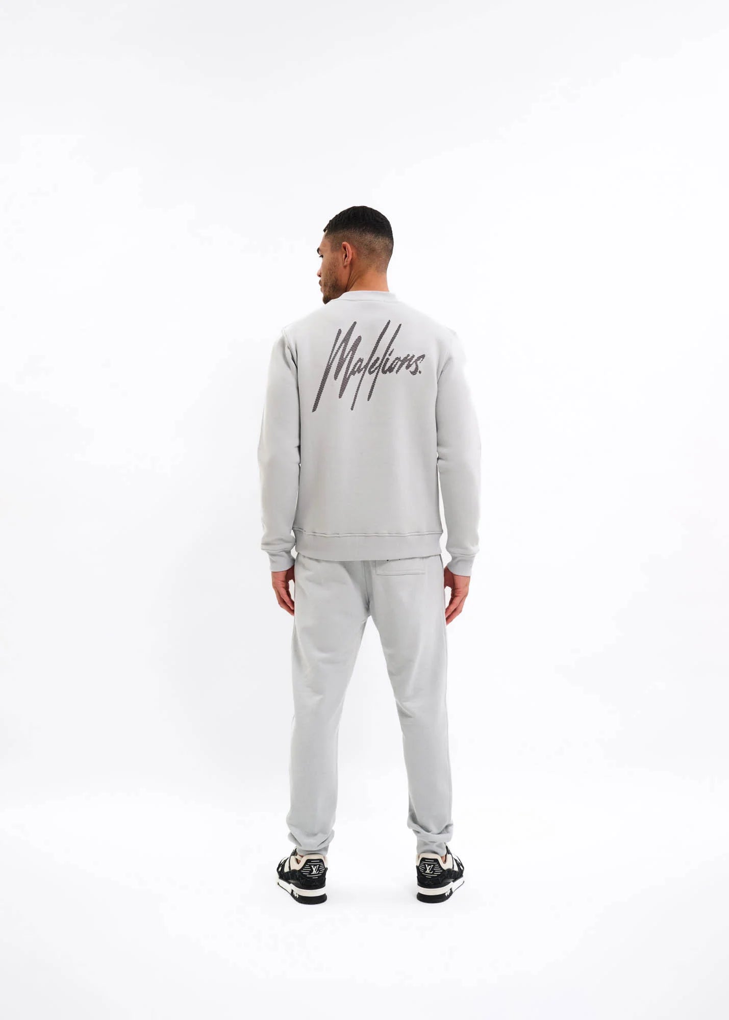 Malelions Striped Signature Sweater - Ocean Grey