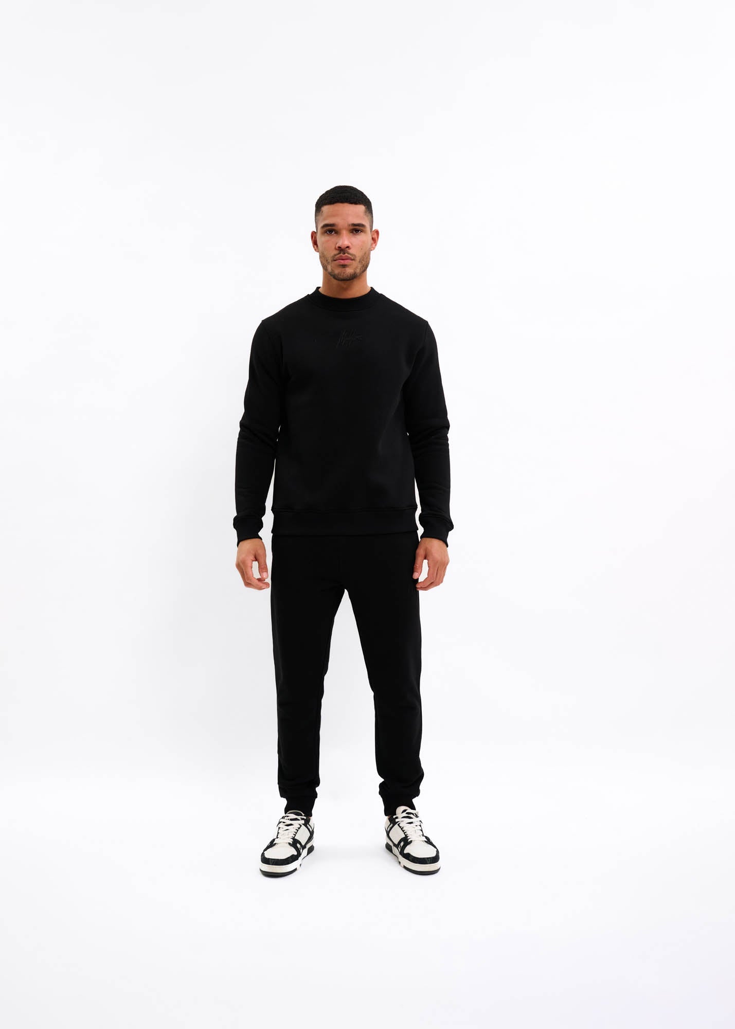 Malelions Striped Signature Sweater - Black