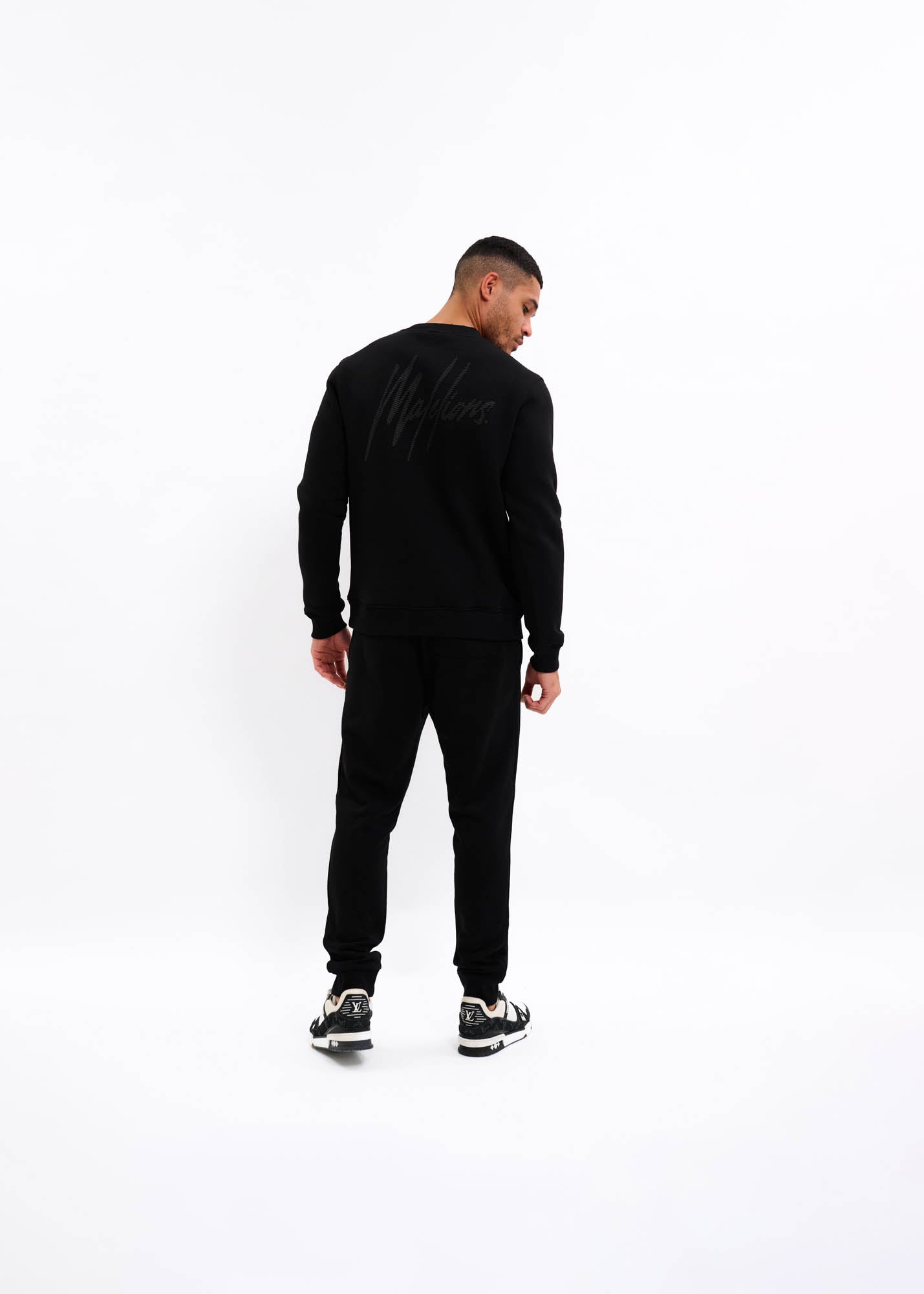 Malelions Striped Signature Sweater - Black
