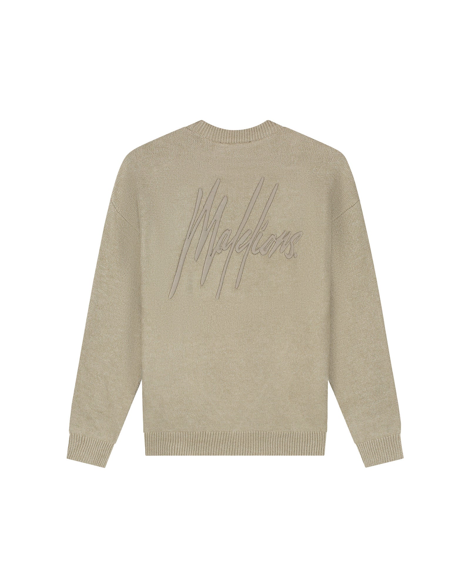 Malelions Oversized Knitted Signature Sweater - Beige