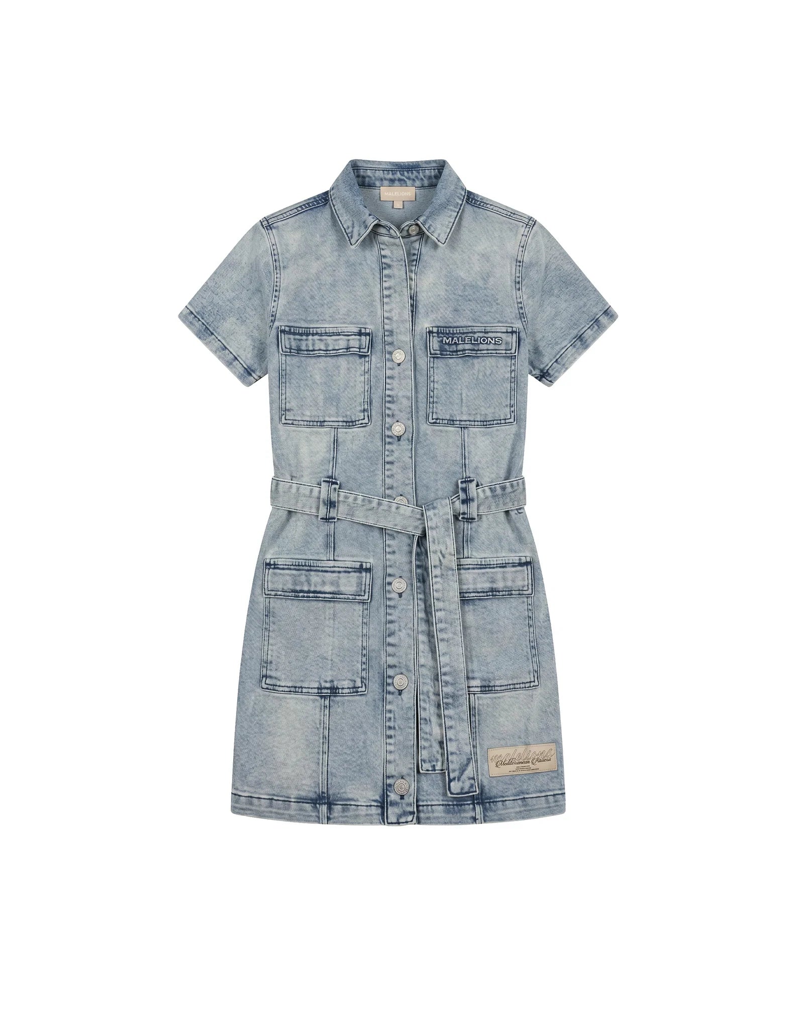 Malelions Women Denim Dress - Light Blue
