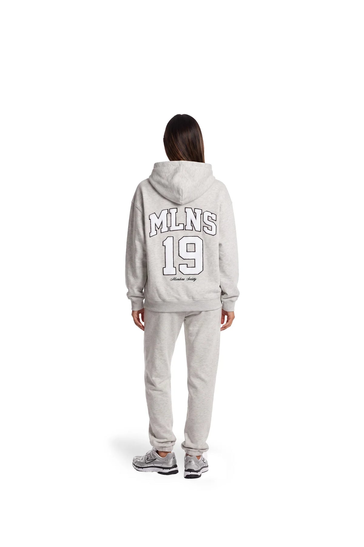 Malelions Women Sherpa Applique Match Sweatpants- Grey Melange