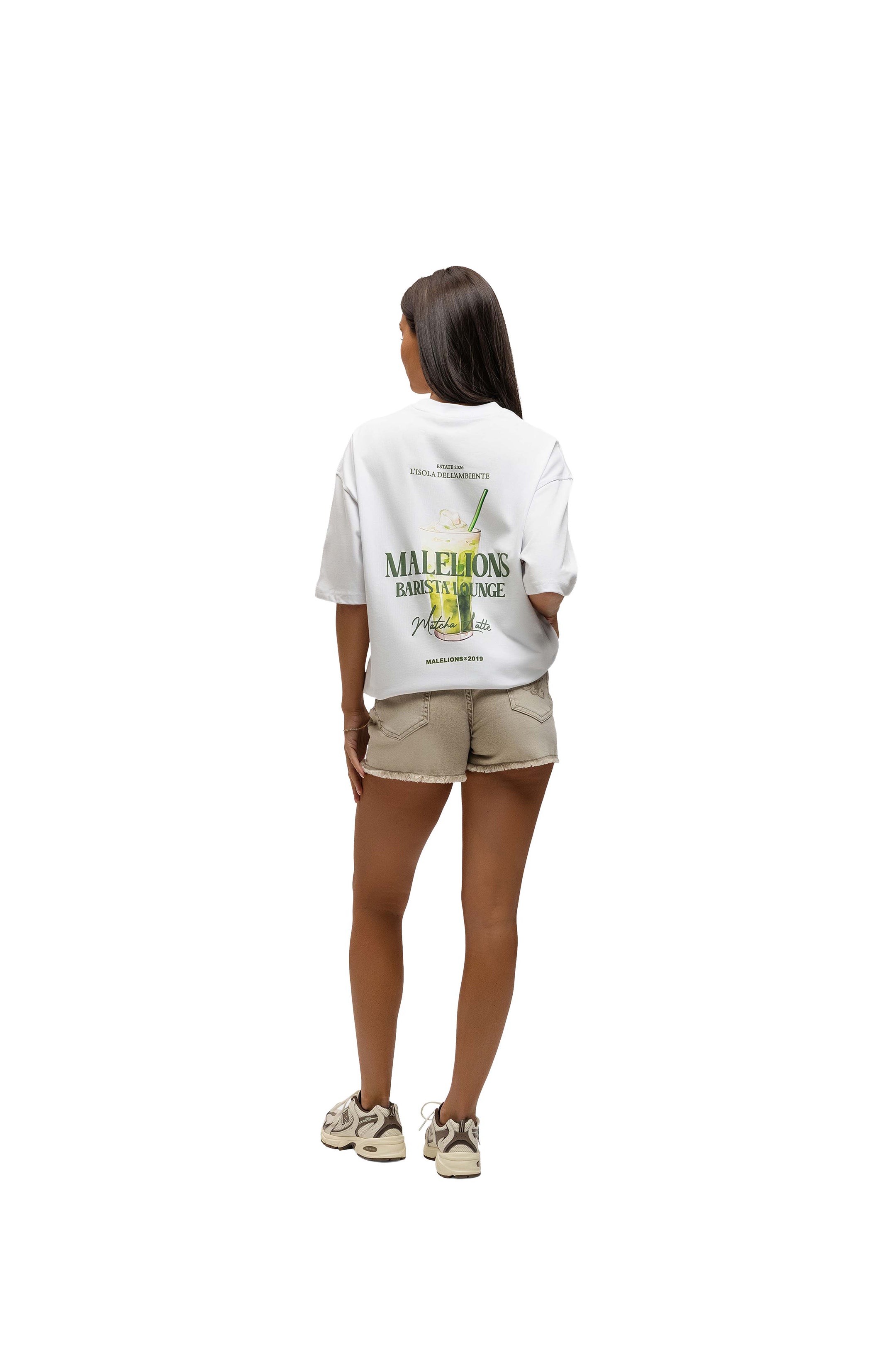 Malelions Women Barista Lounge Oversized T-Shirt- White