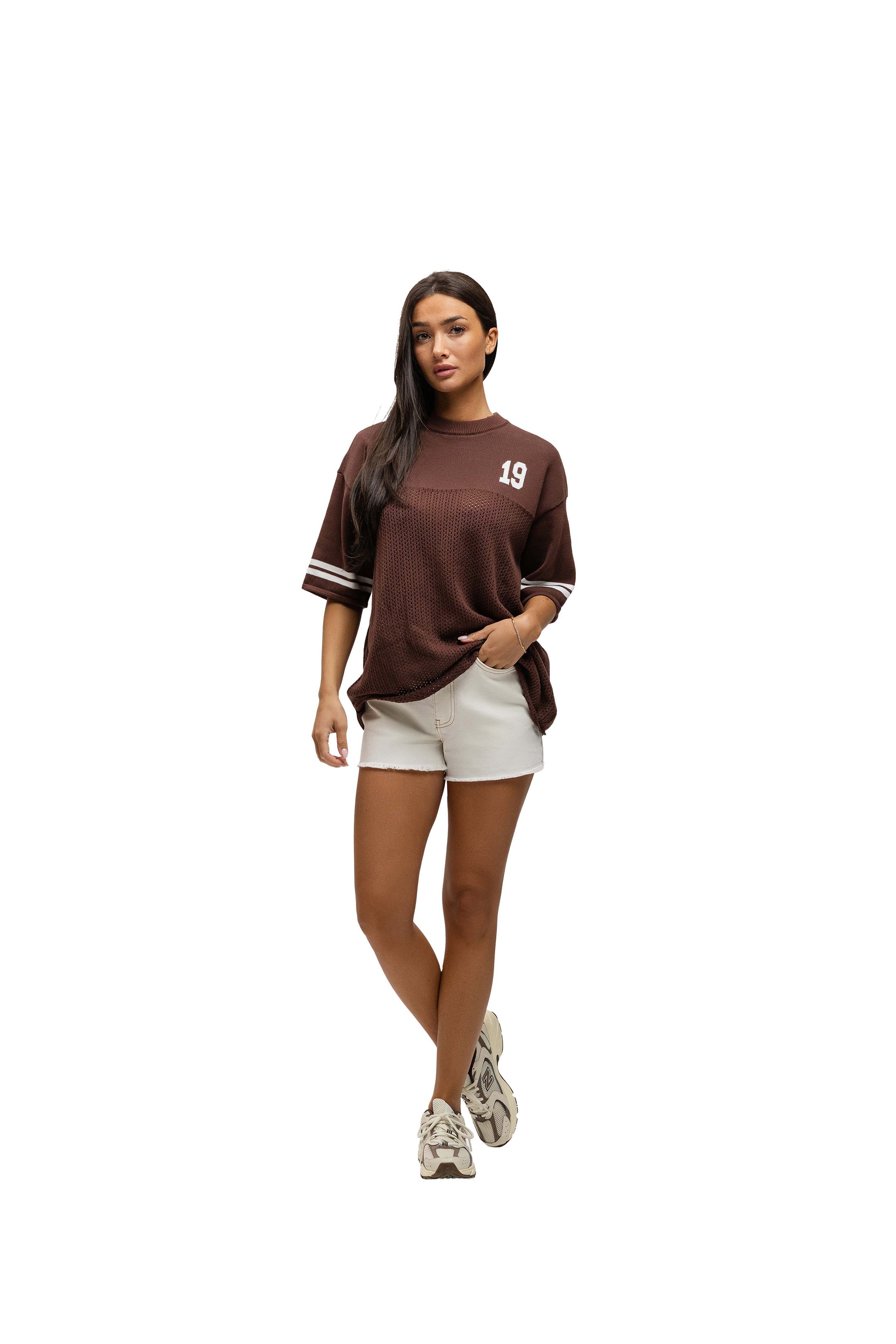 Malelions Women Knitted Football Jersey- Espresso