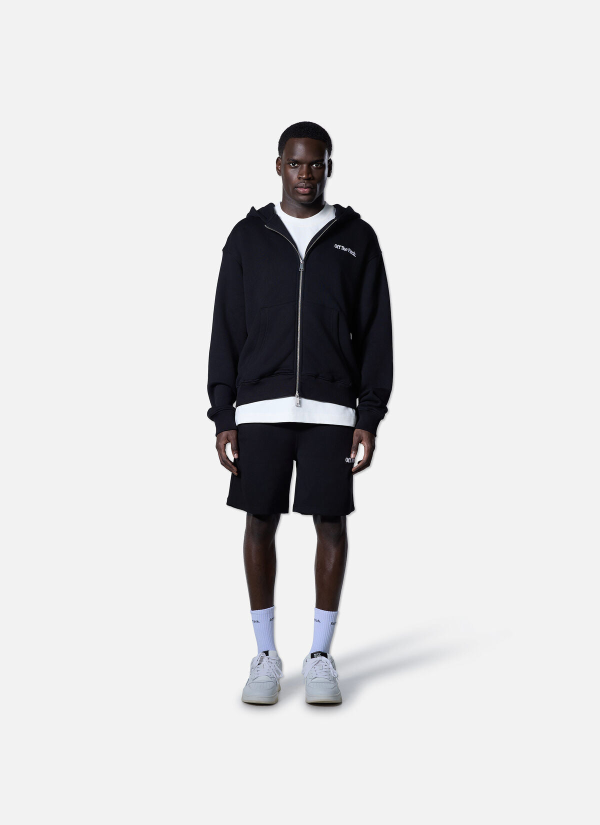 Off The Pitch Essential Full Zip Hoodie- Black