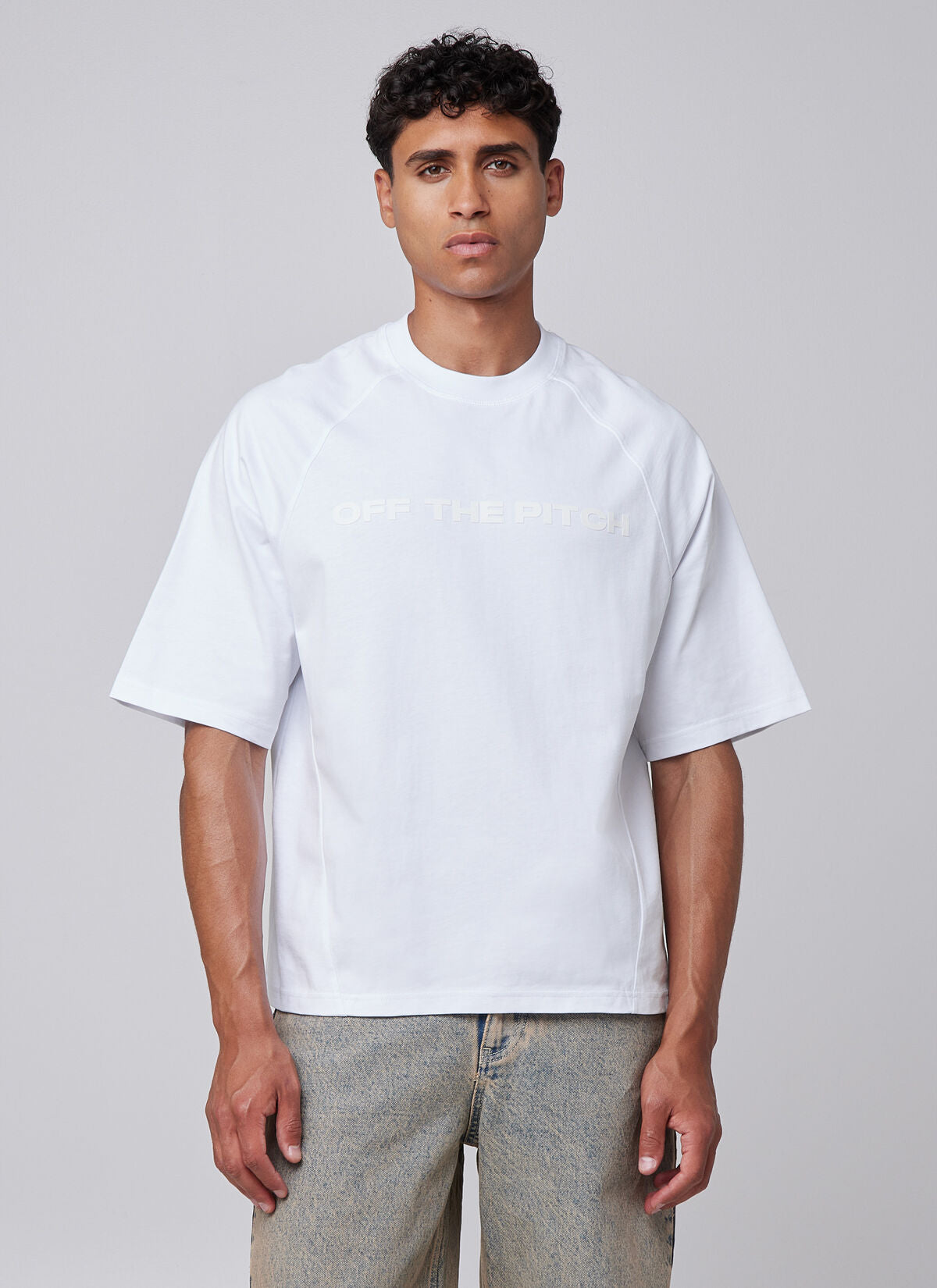 Off The Pitch Raglan Loose Fit Tee- White