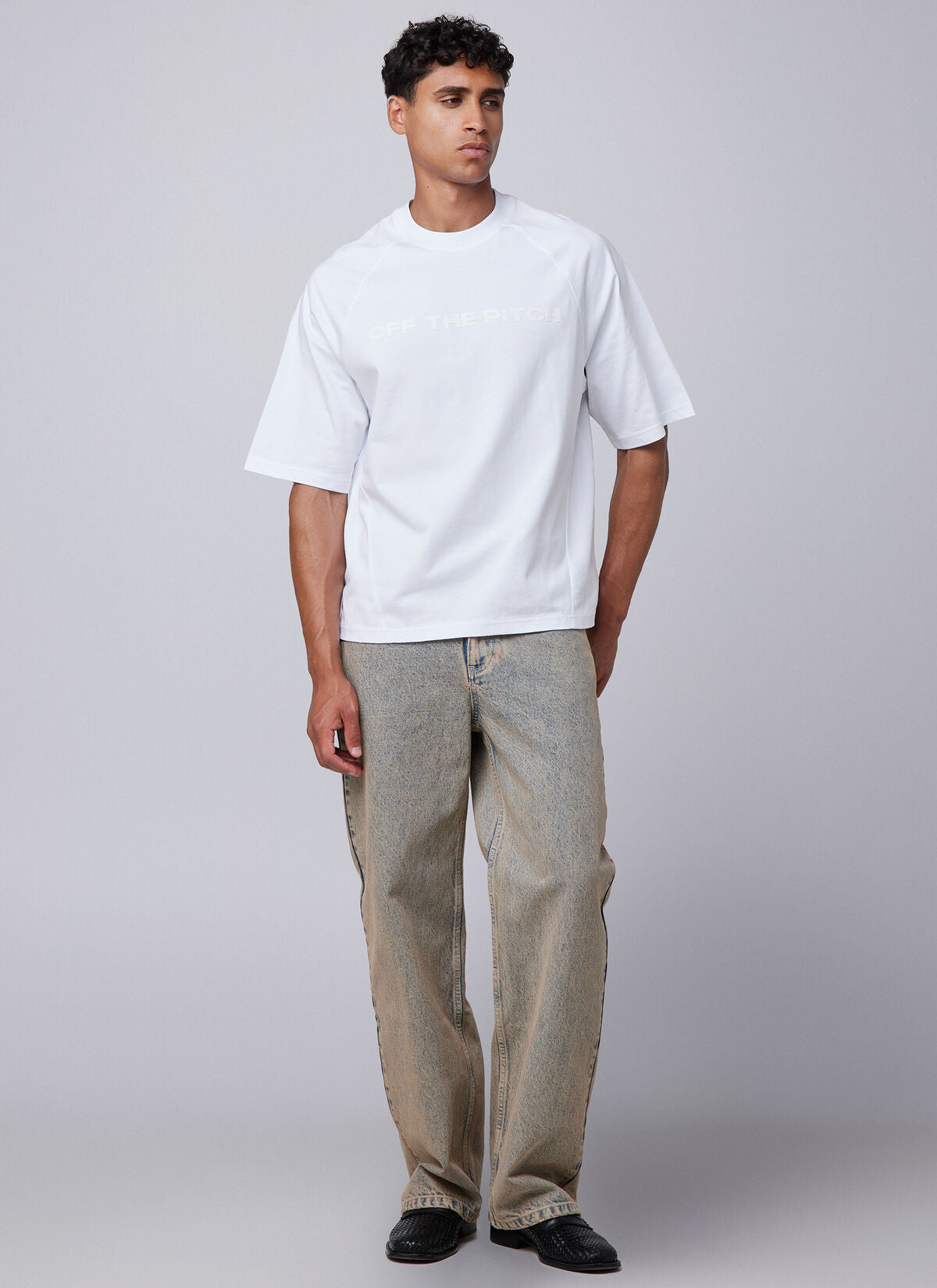 Off The Pitch Raglan Loose Fit Tee- White