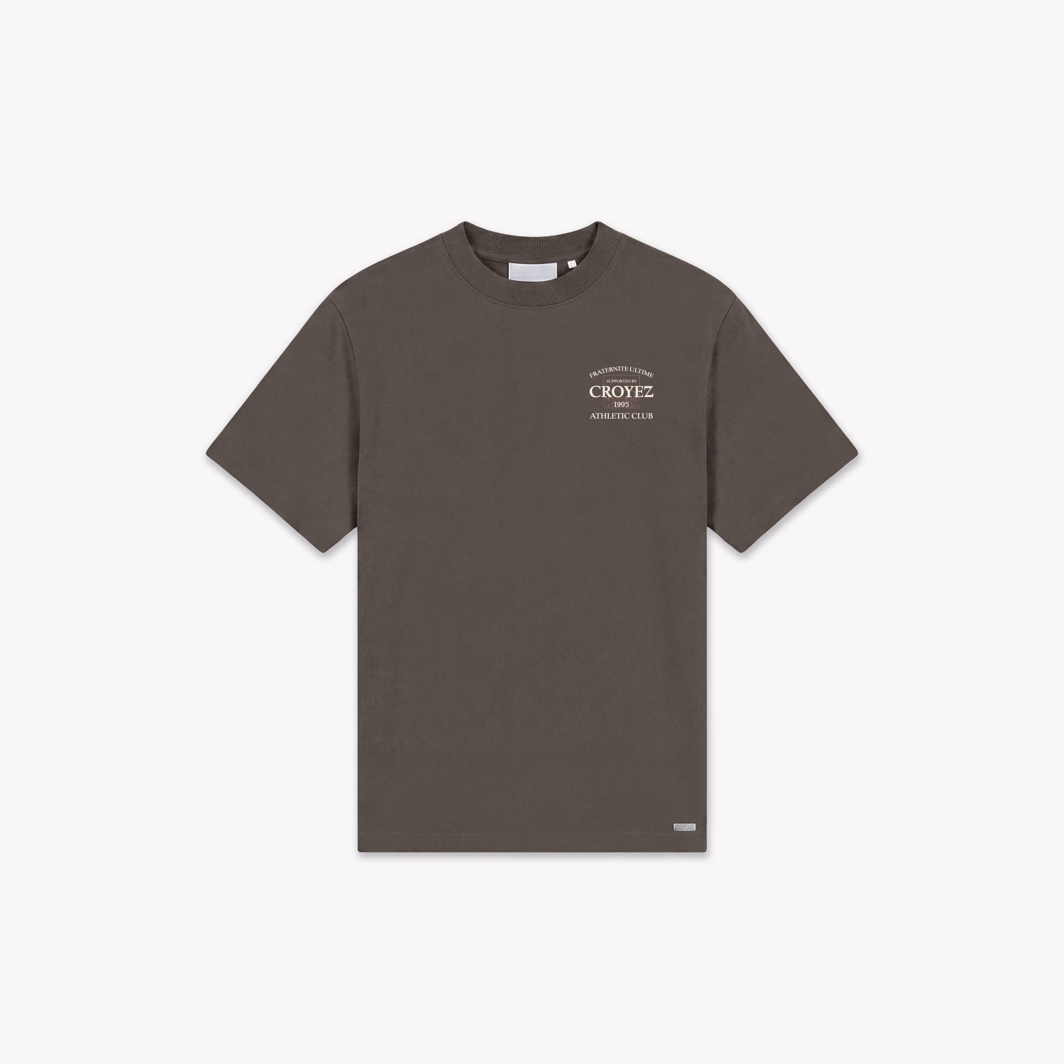 Croyez Overlay Fraternite T-Shirt- Washed Brown