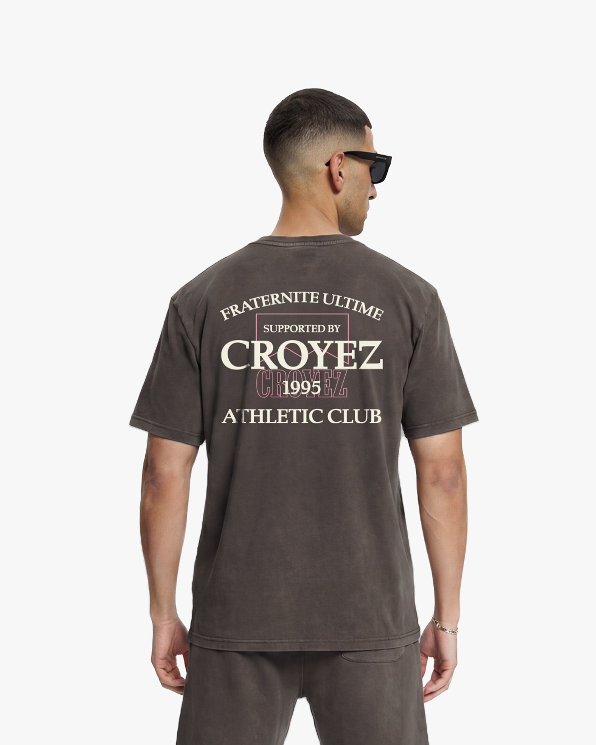 Croyez Overlay Fraternite T-Shirt- Washed Brown