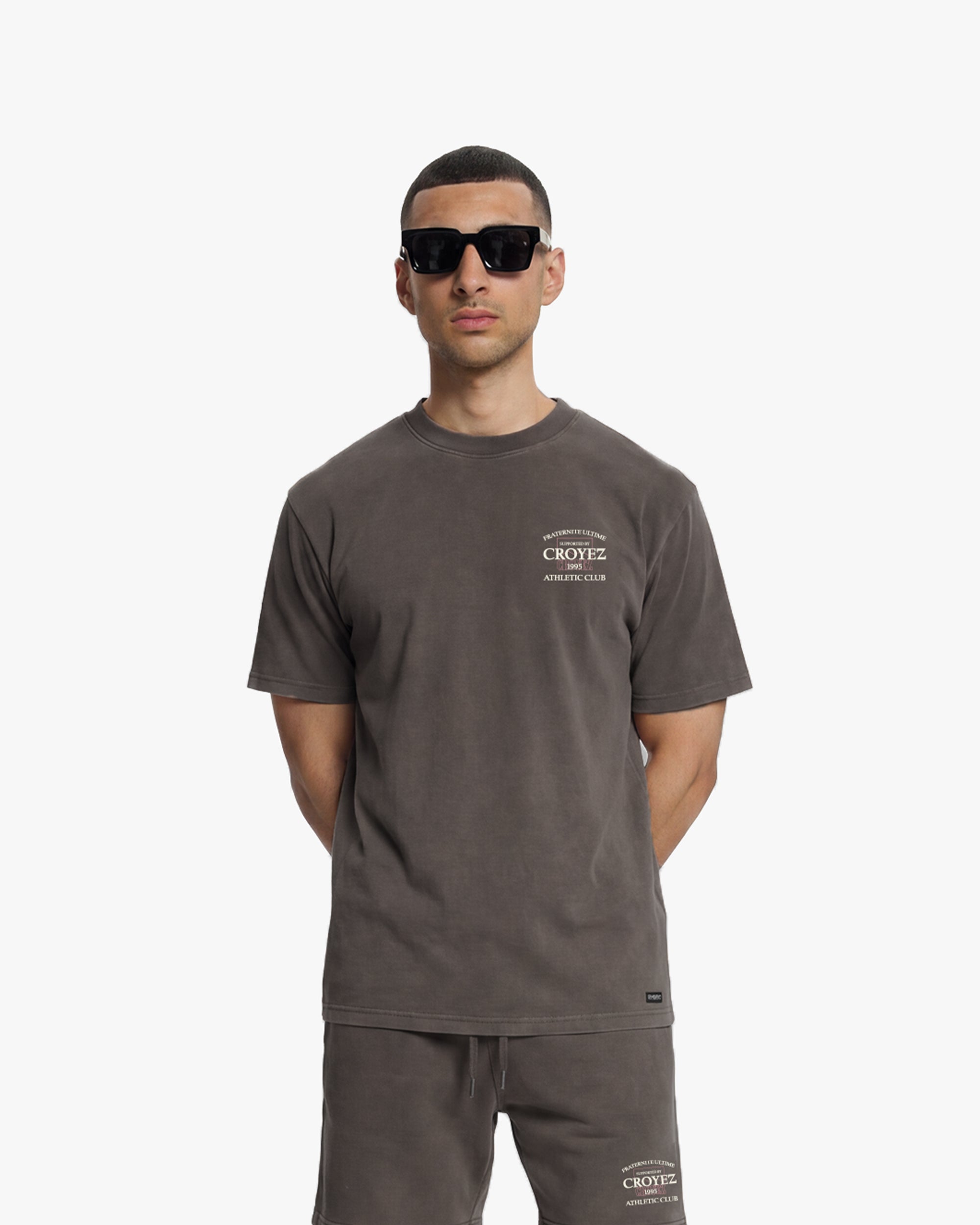 Croyez Overlay Fraternite T-Shirt- Washed Brown