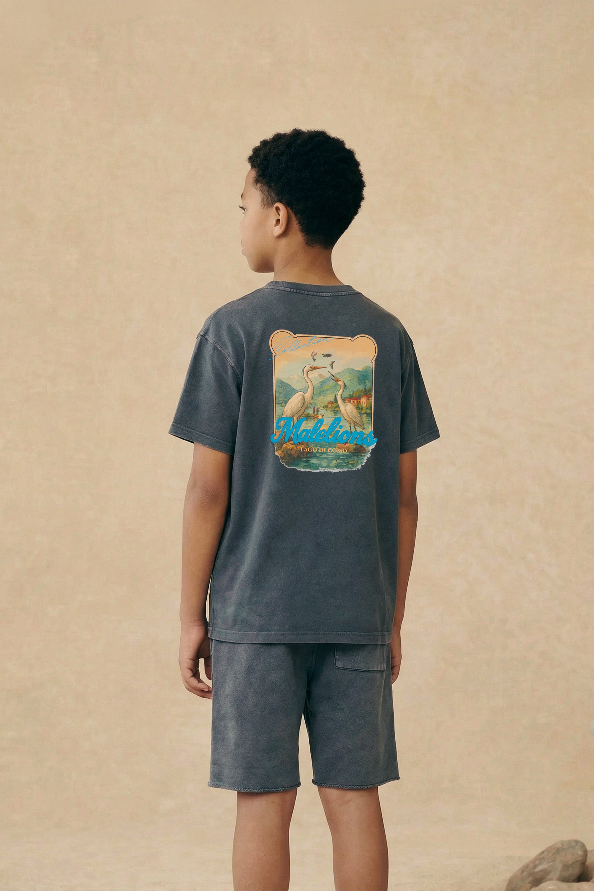 Malelions Junior Relaxed White Heron T-Shirt - Acid Wash