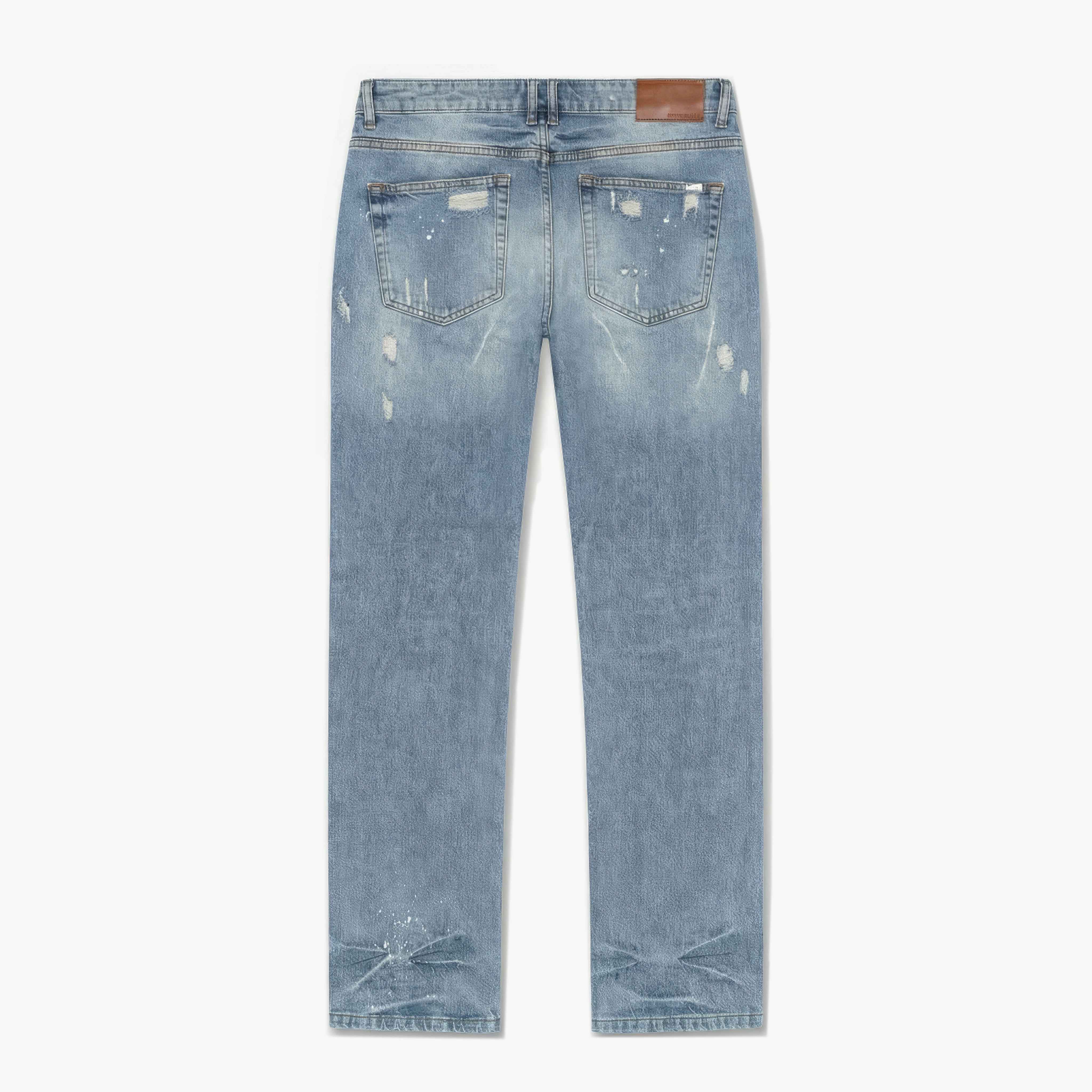 Croyez Straight Leg Washed Denim Jeans- Light Blue
